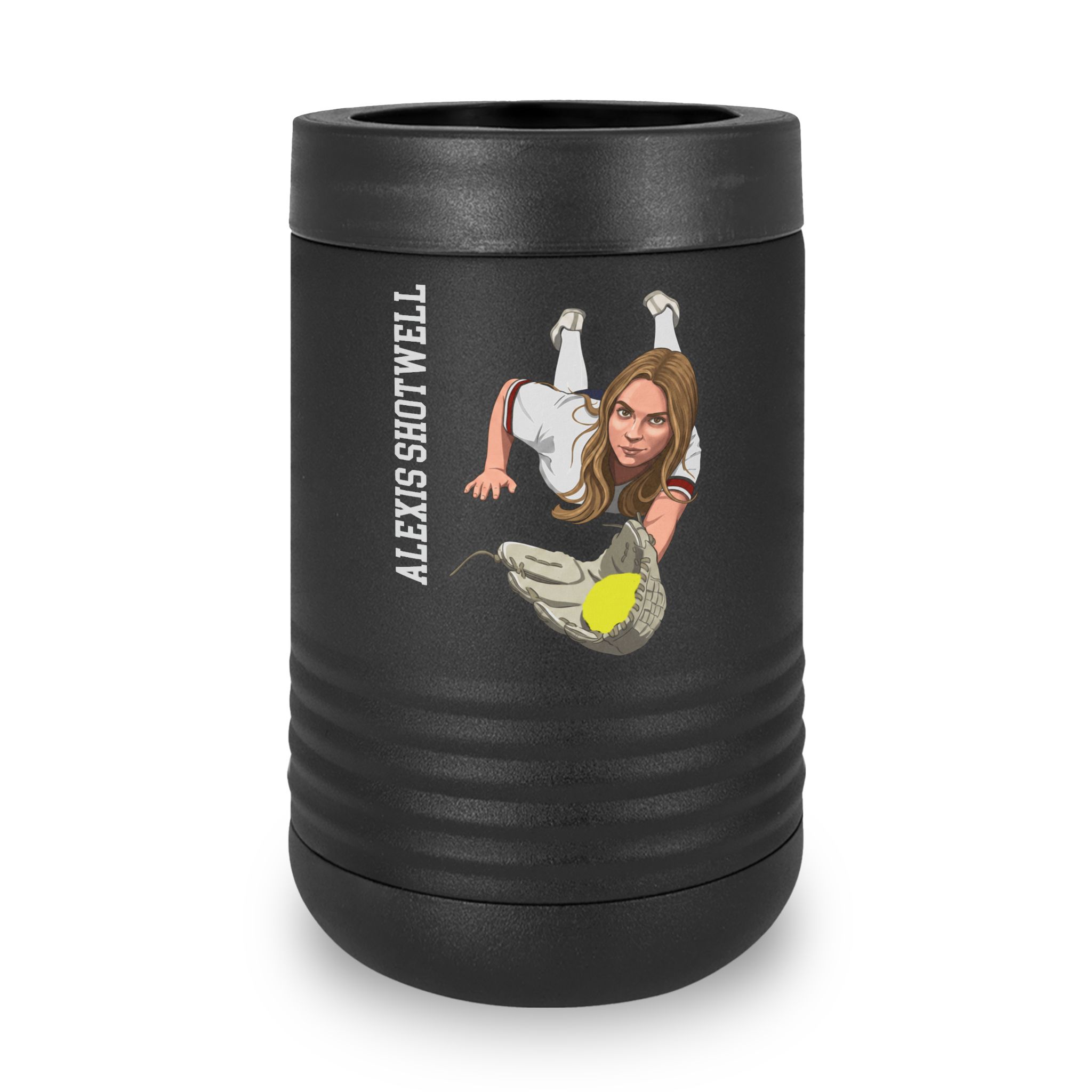 Stainless Can Cooler — character_name_vertical in Black