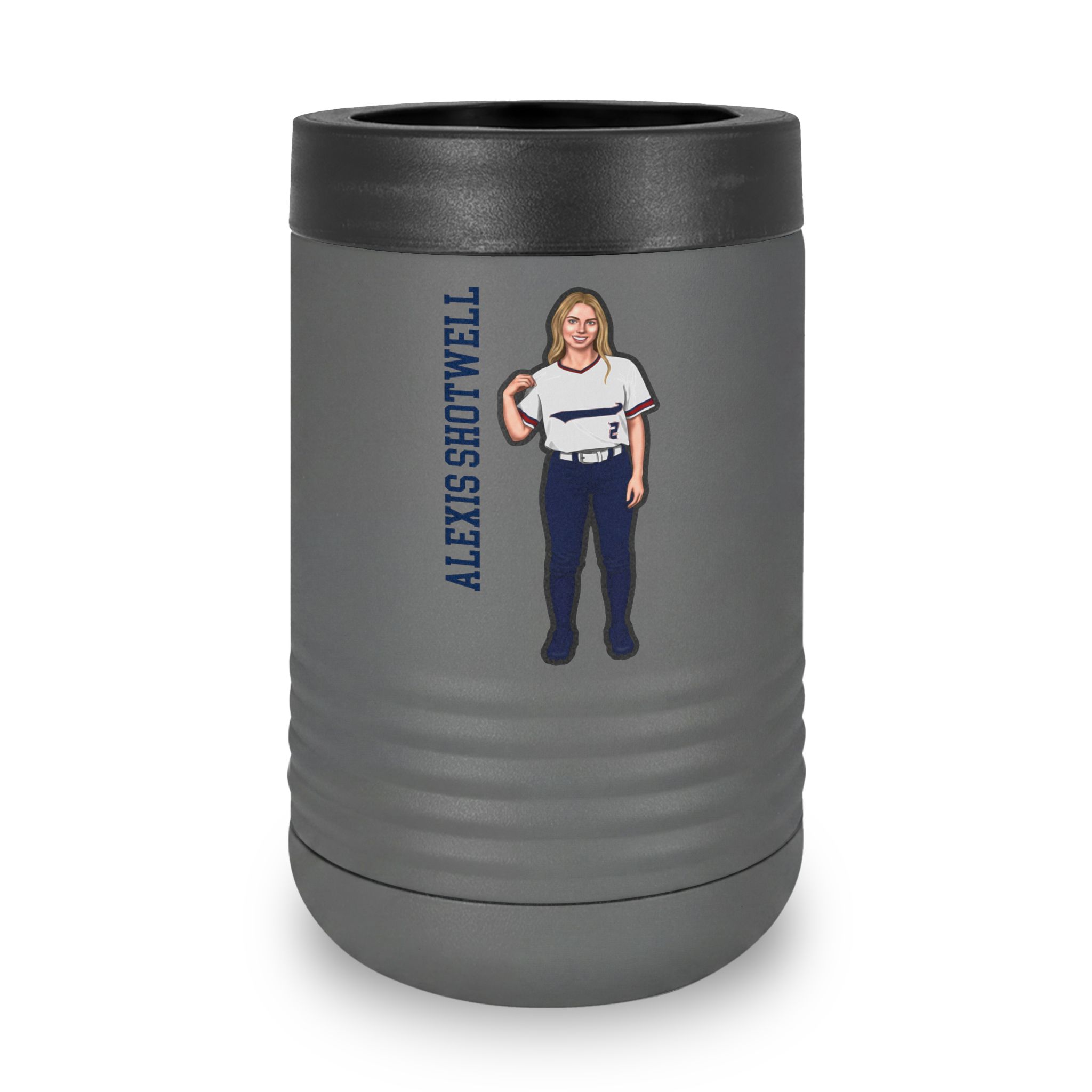 Stainless Can Cooler — character_name_vertical in Grey
