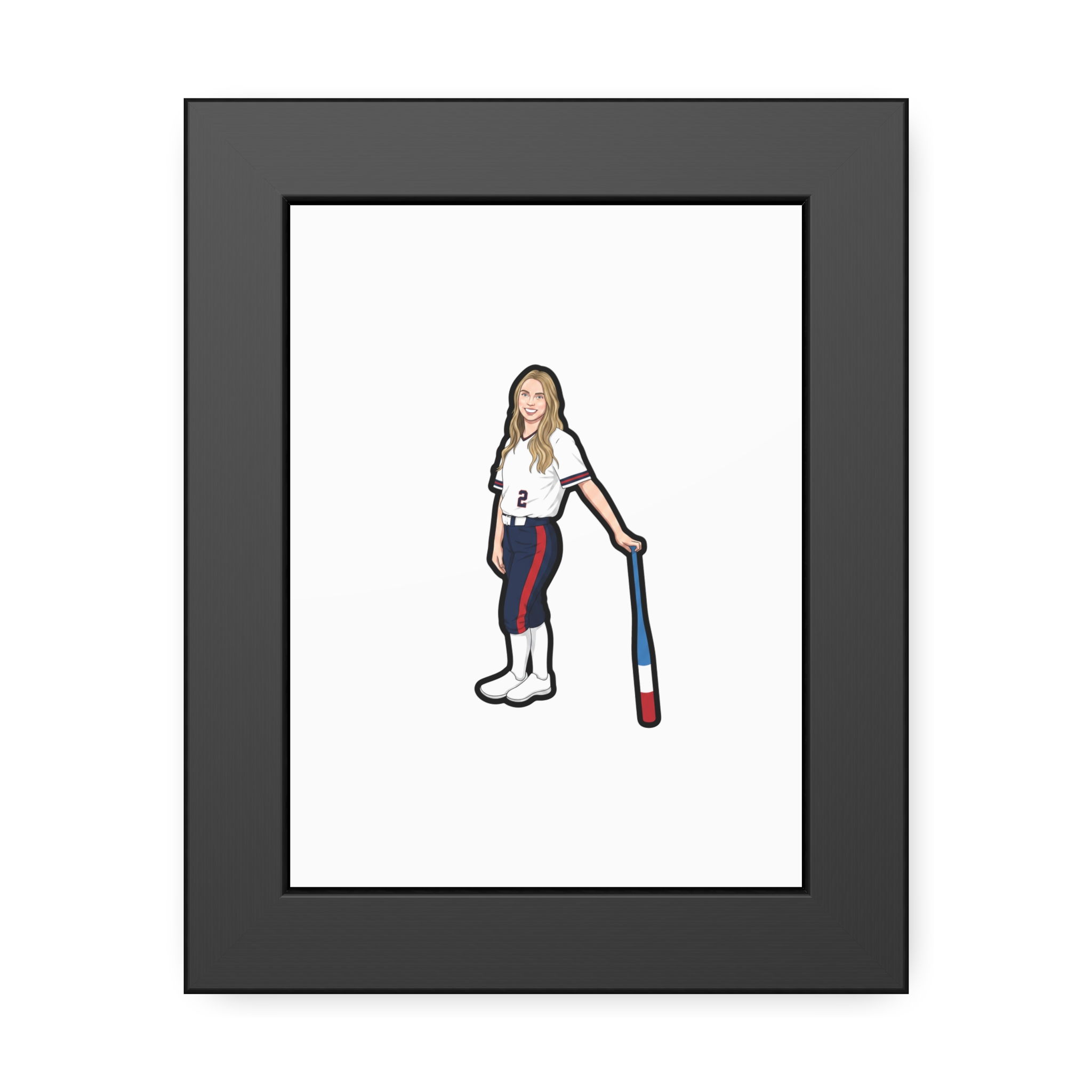Framed Poster — character_name_vertical in Black