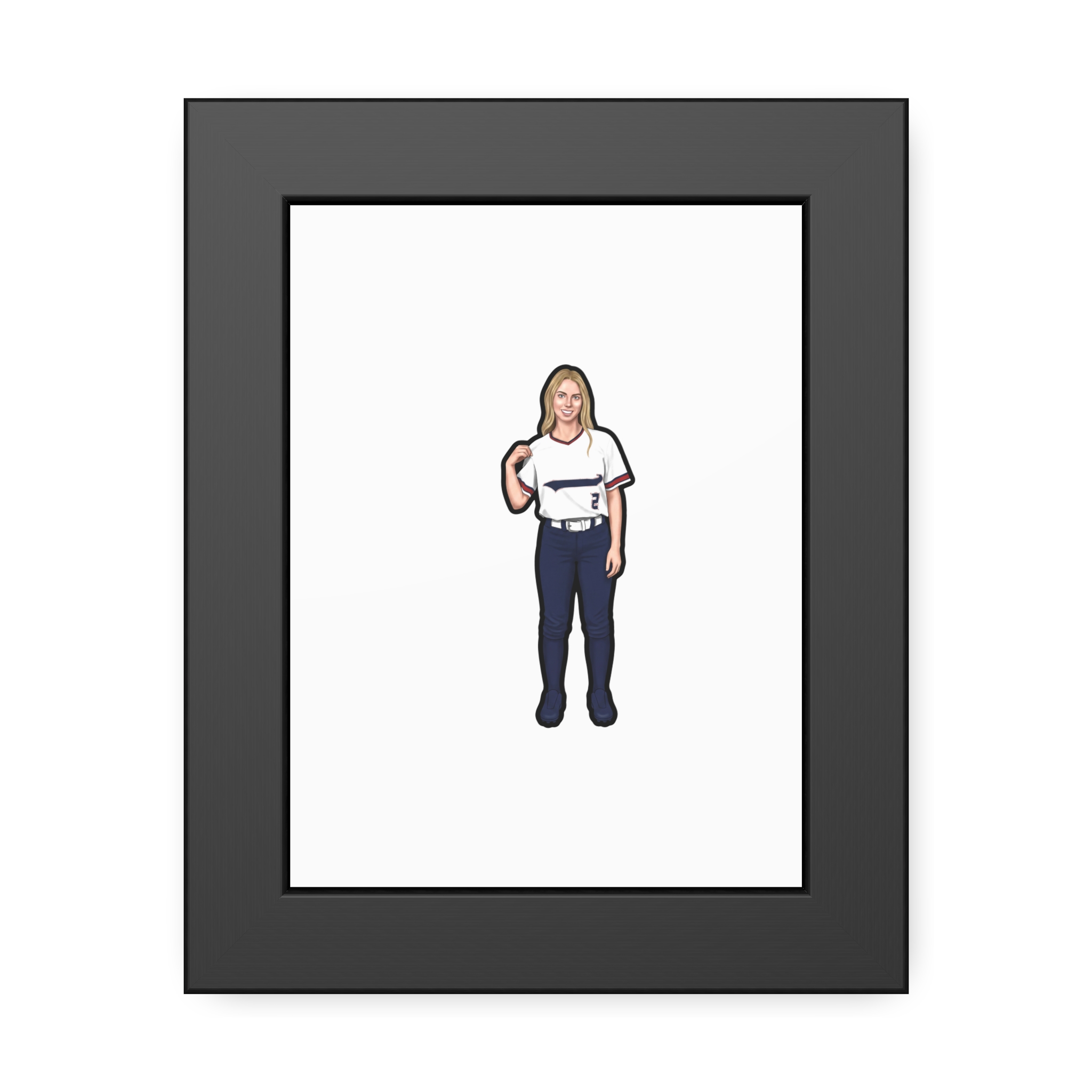 Framed Poster — character_name_vertical in Black
