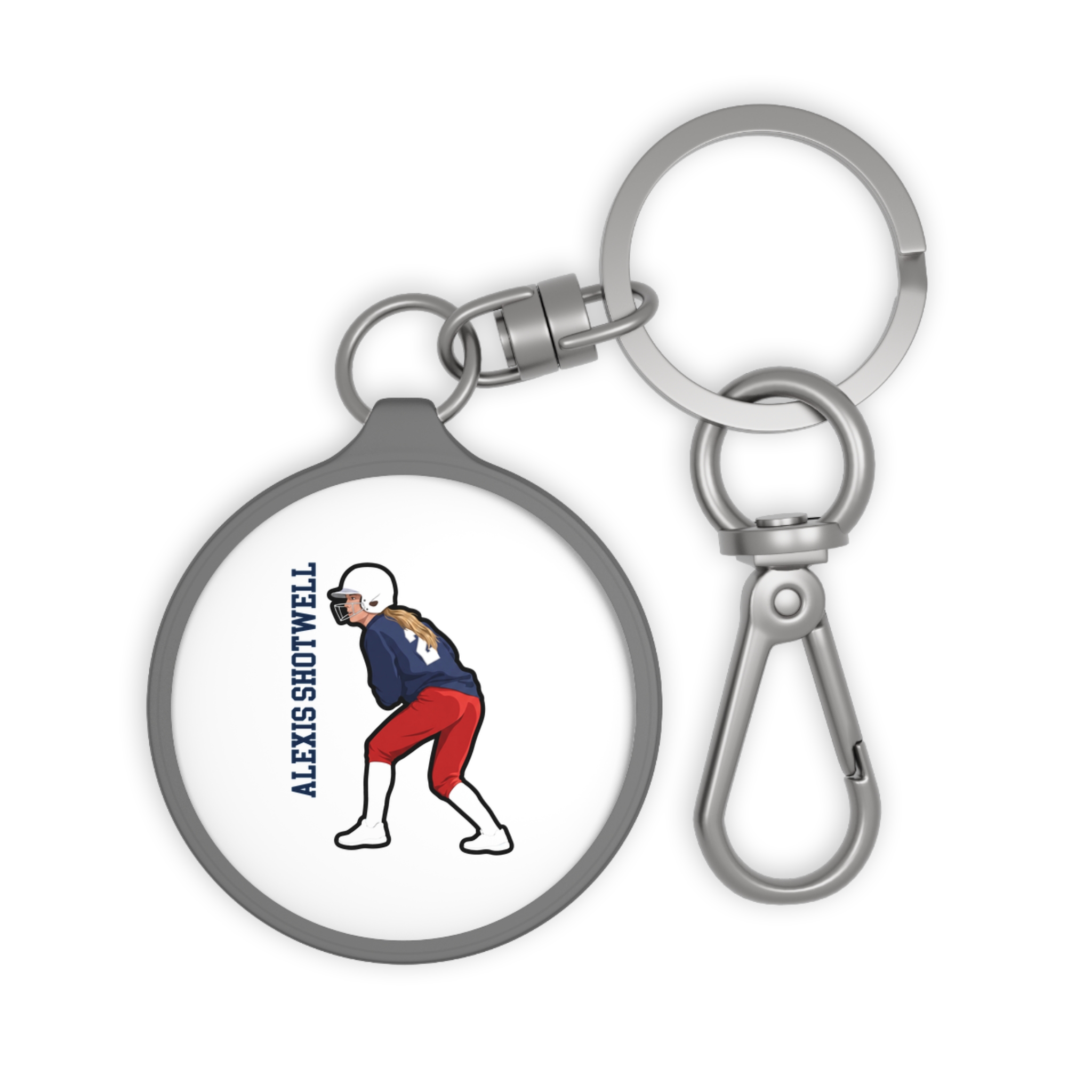 Keychain — character_name_vertical in Grey