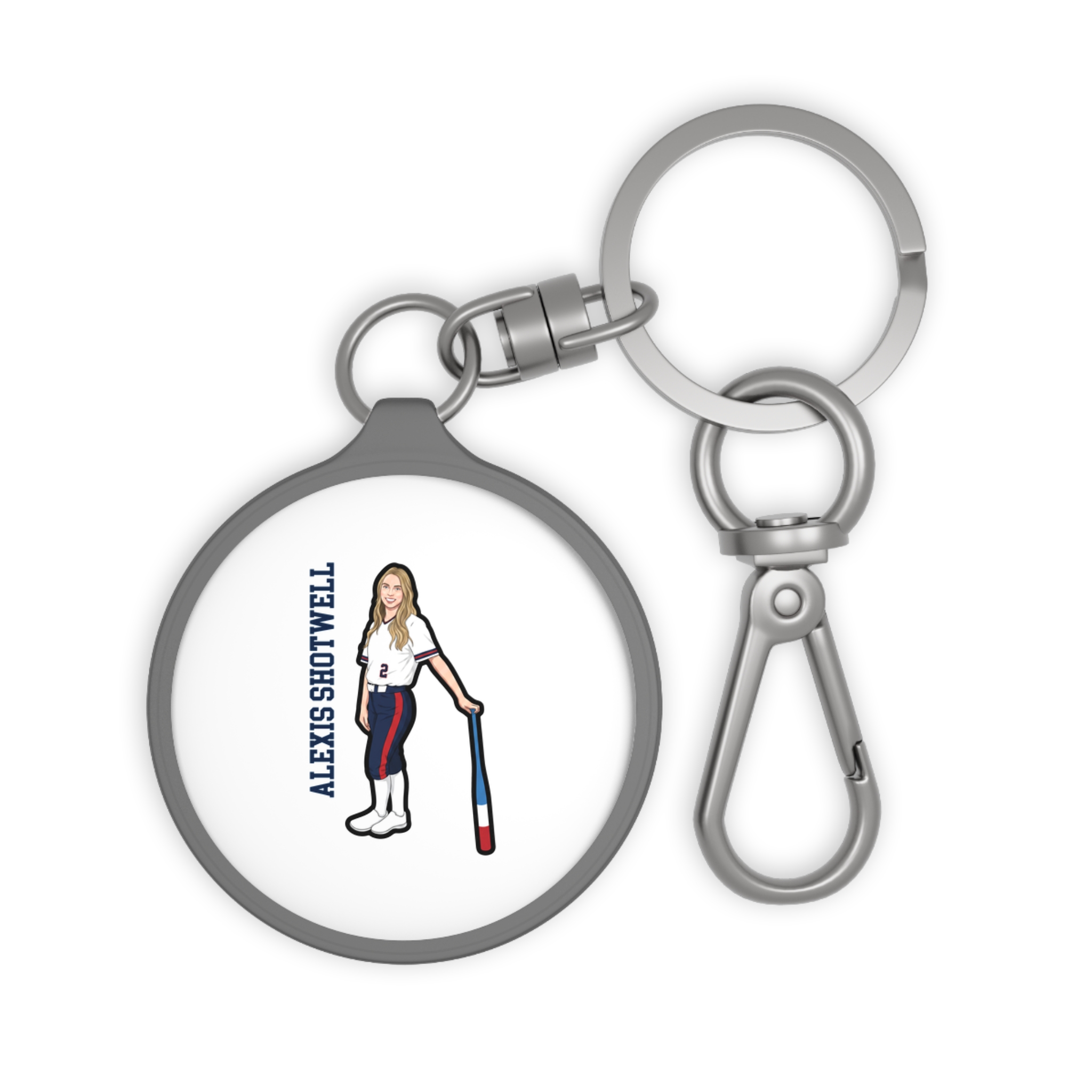 Keychain — character_name_vertical in Grey