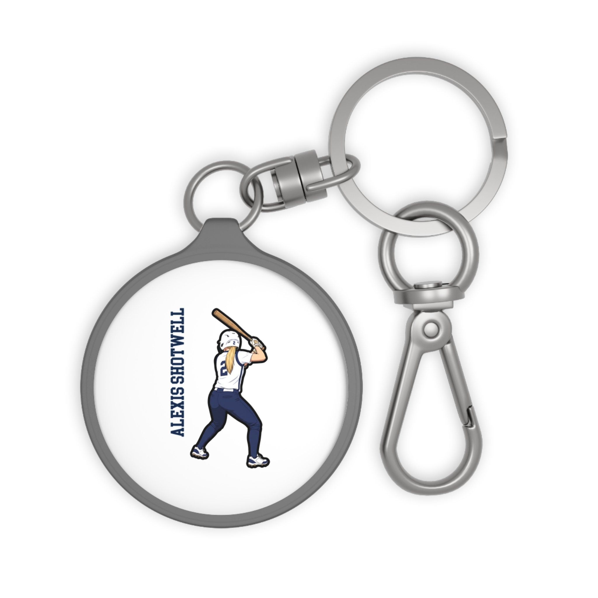 Keychain — character_name_vertical in Grey