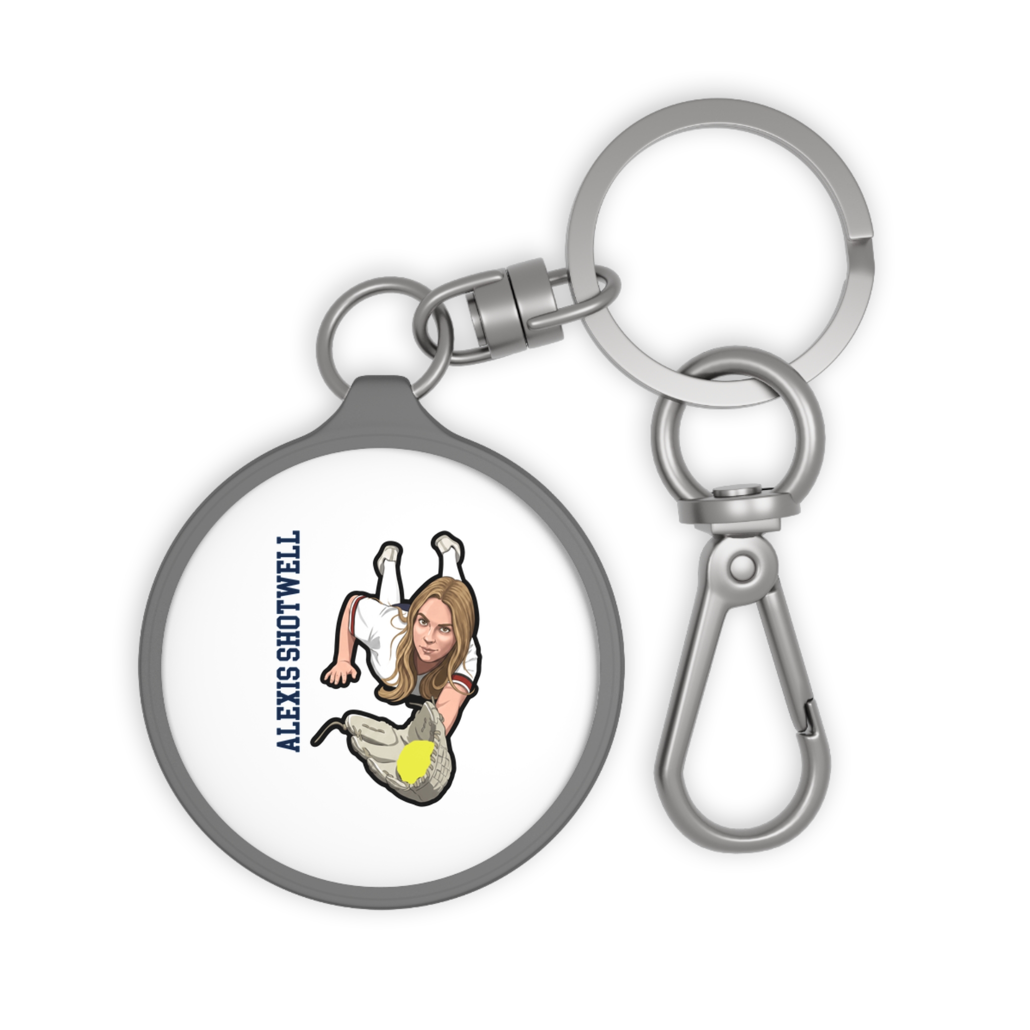 Keychain — character_name_vertical in Grey