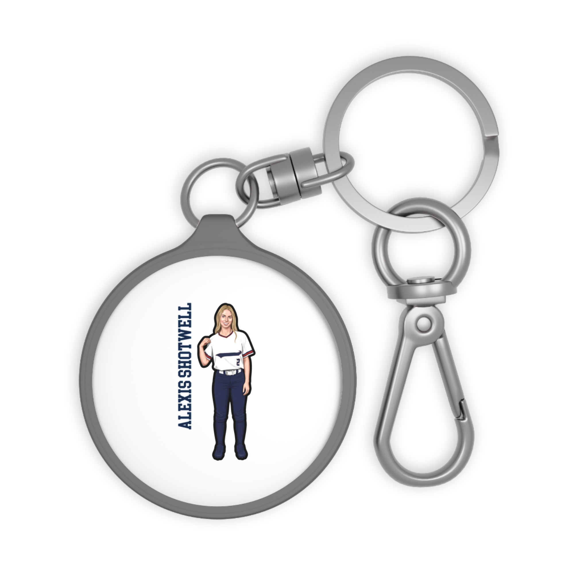 Keychain — character_name_vertical in Grey