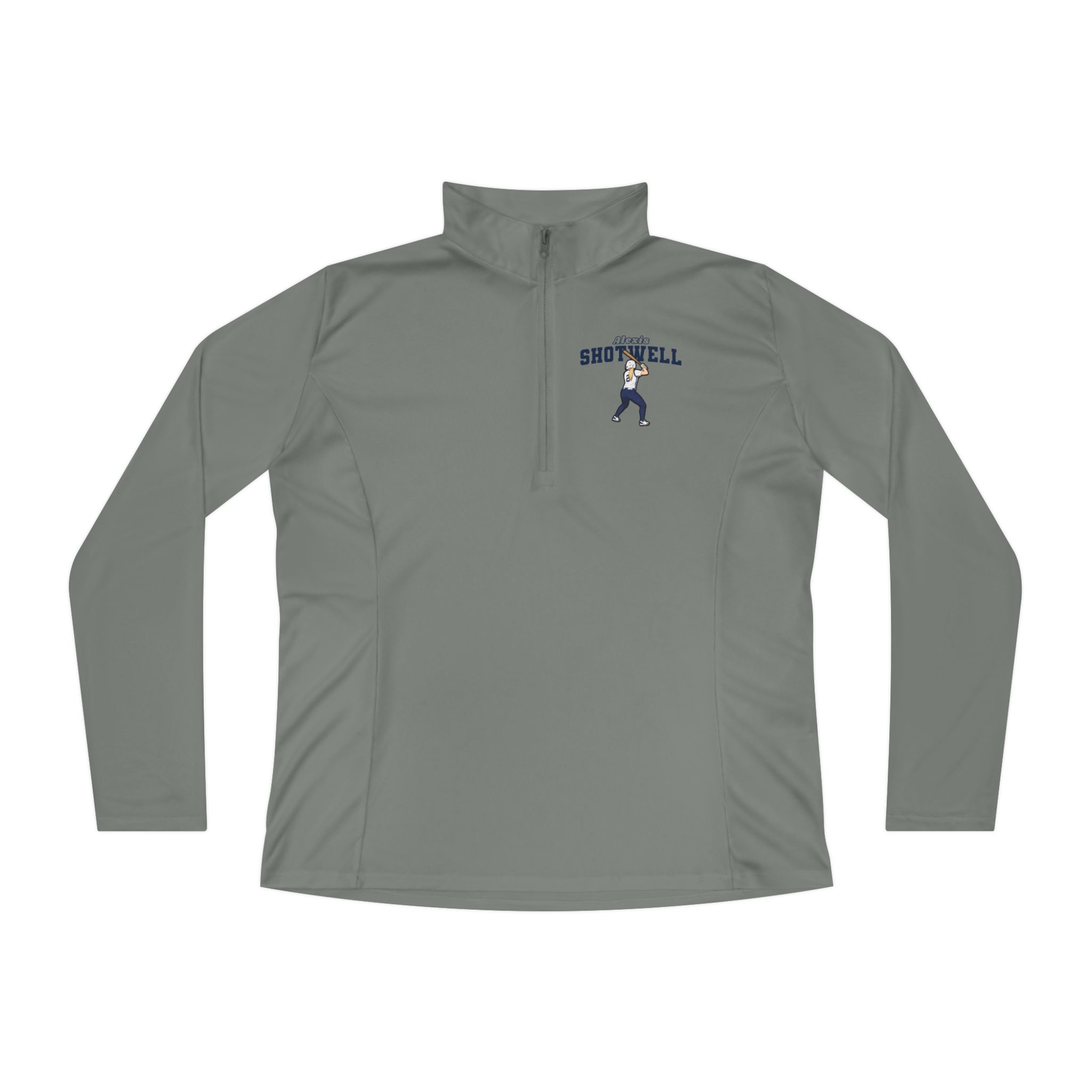 Women's Q-Zip Pullover — character_name_arch in Grey