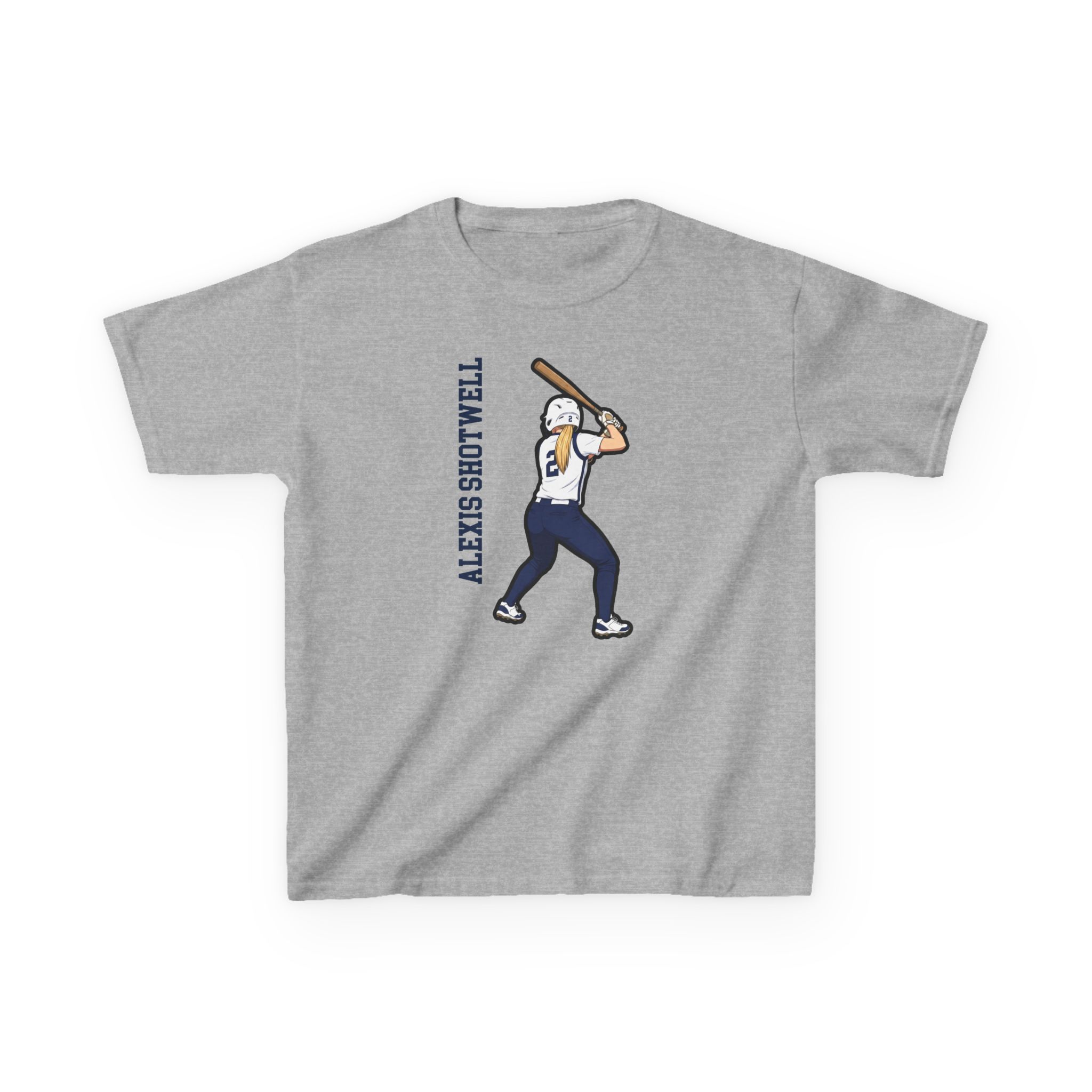 Youth Tee — character_name_vertical in Grey