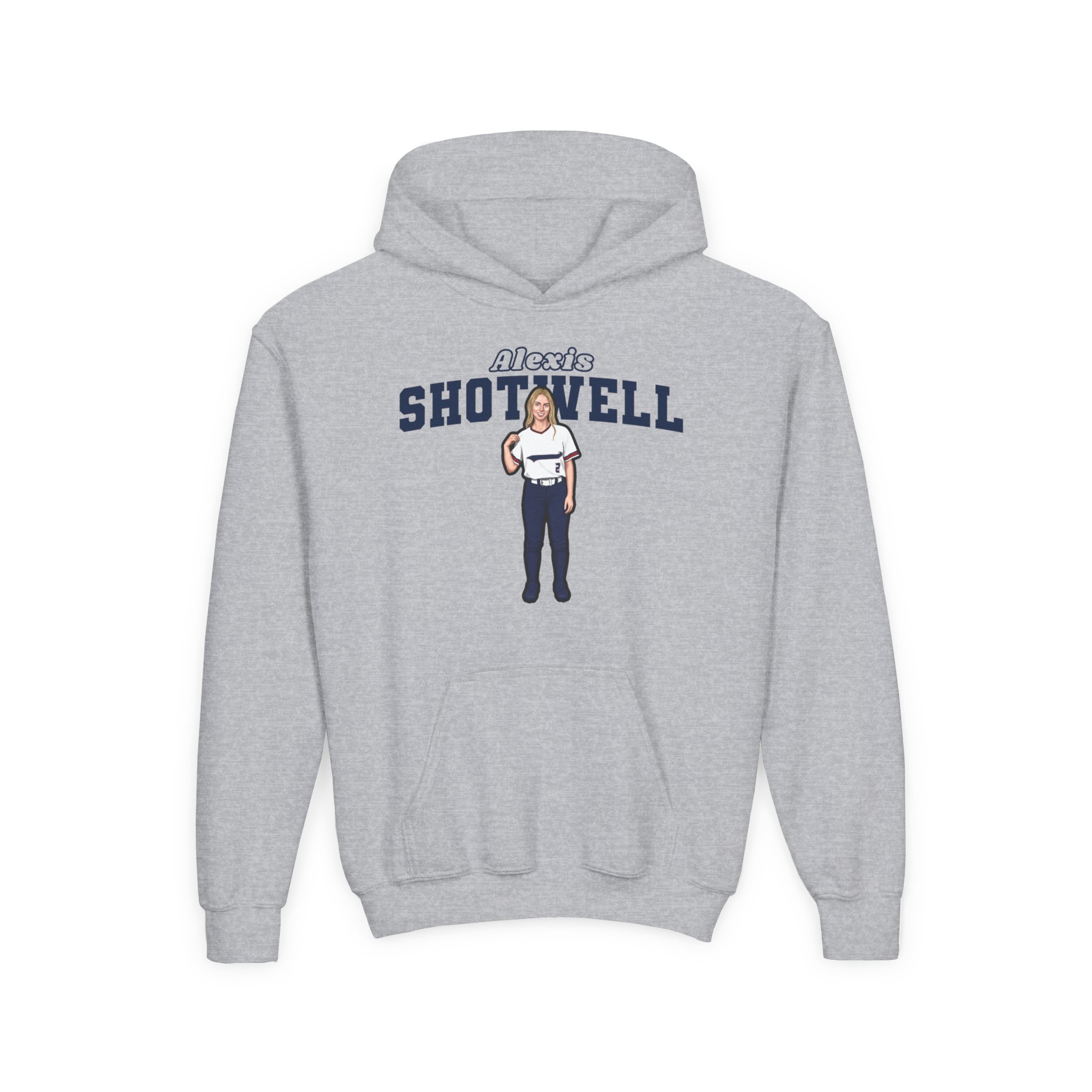 Youth Hoodie — character_name_arch in Grey
