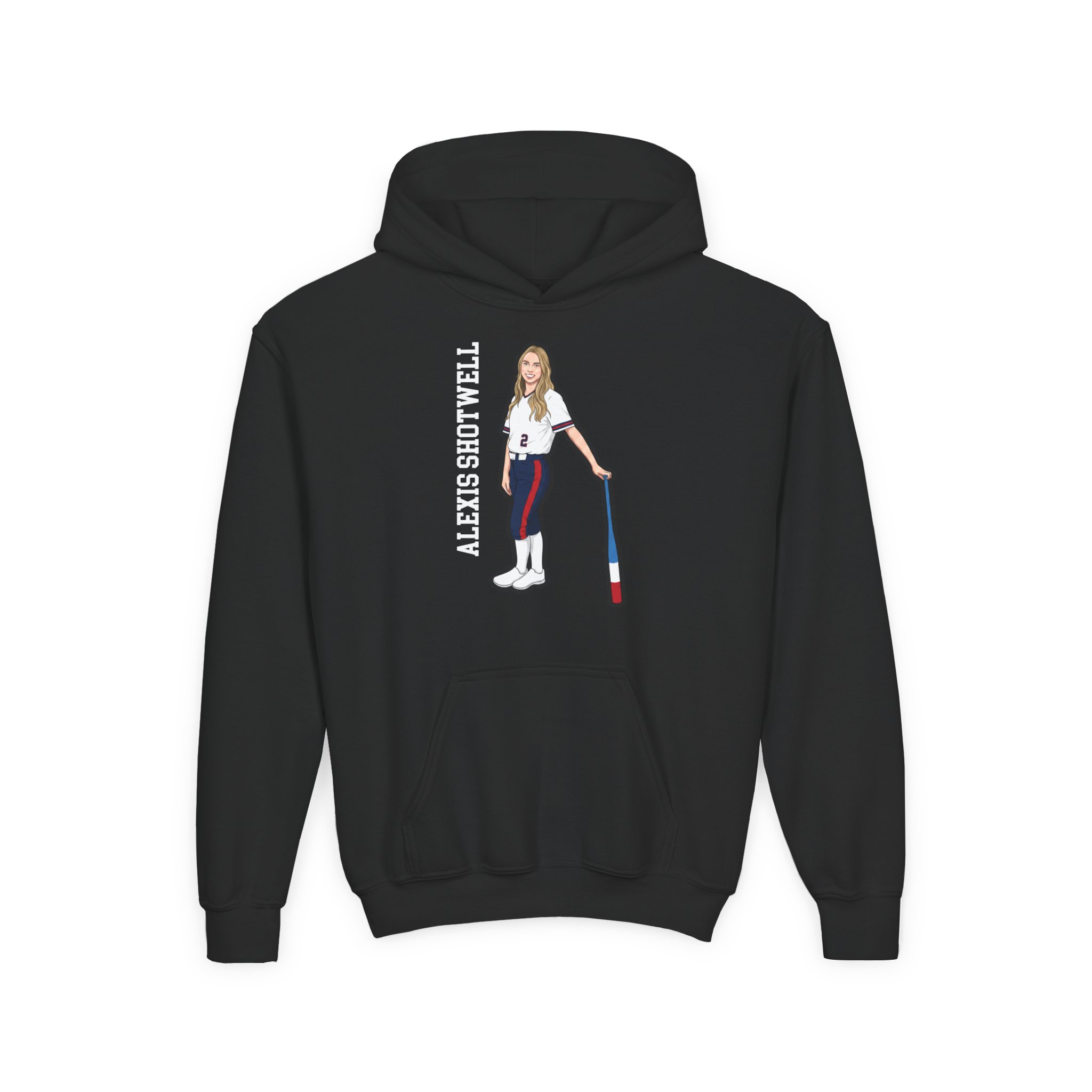 Youth Hoodie — character_name_vertical in Black
