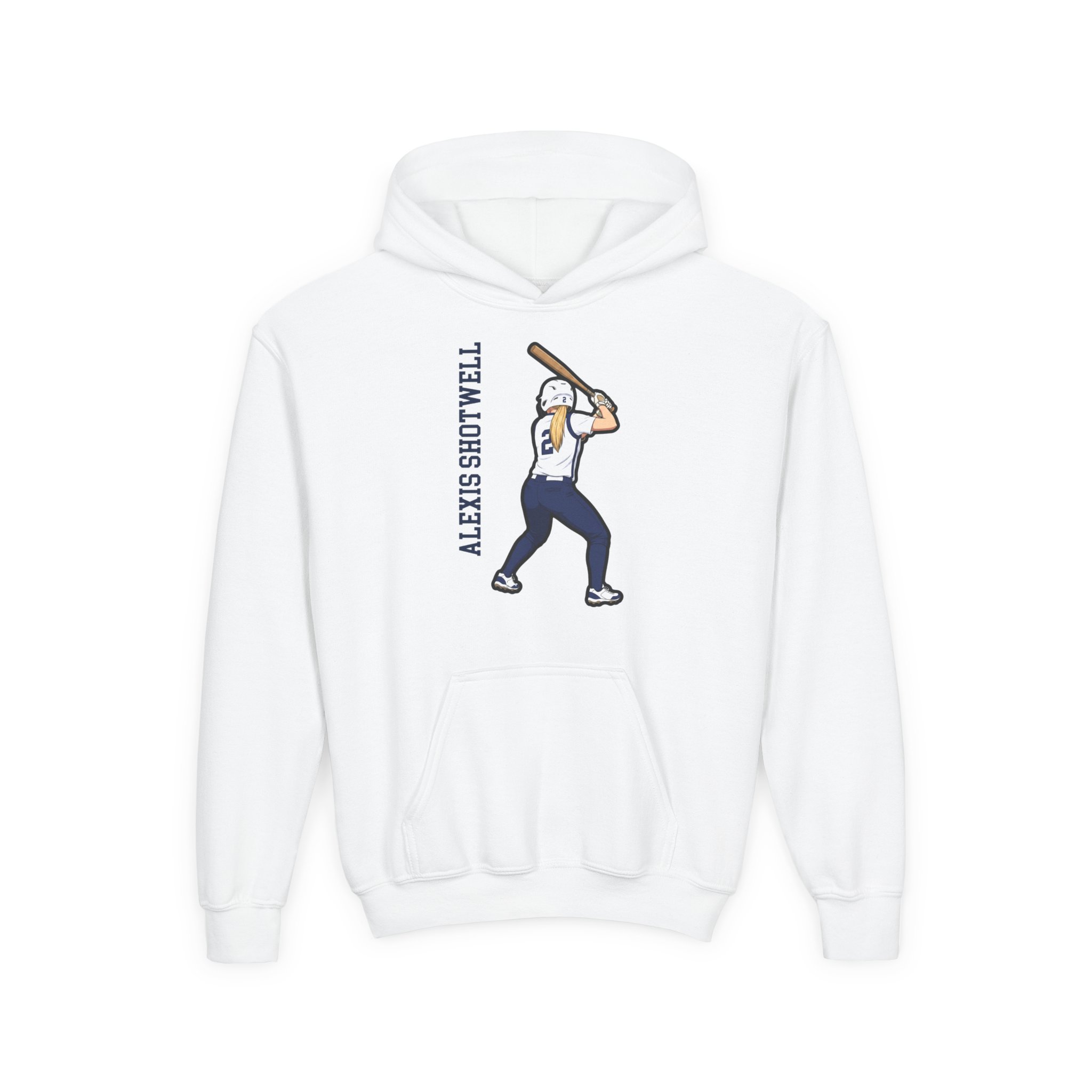 Youth Hoodie — character_name_vertical in White