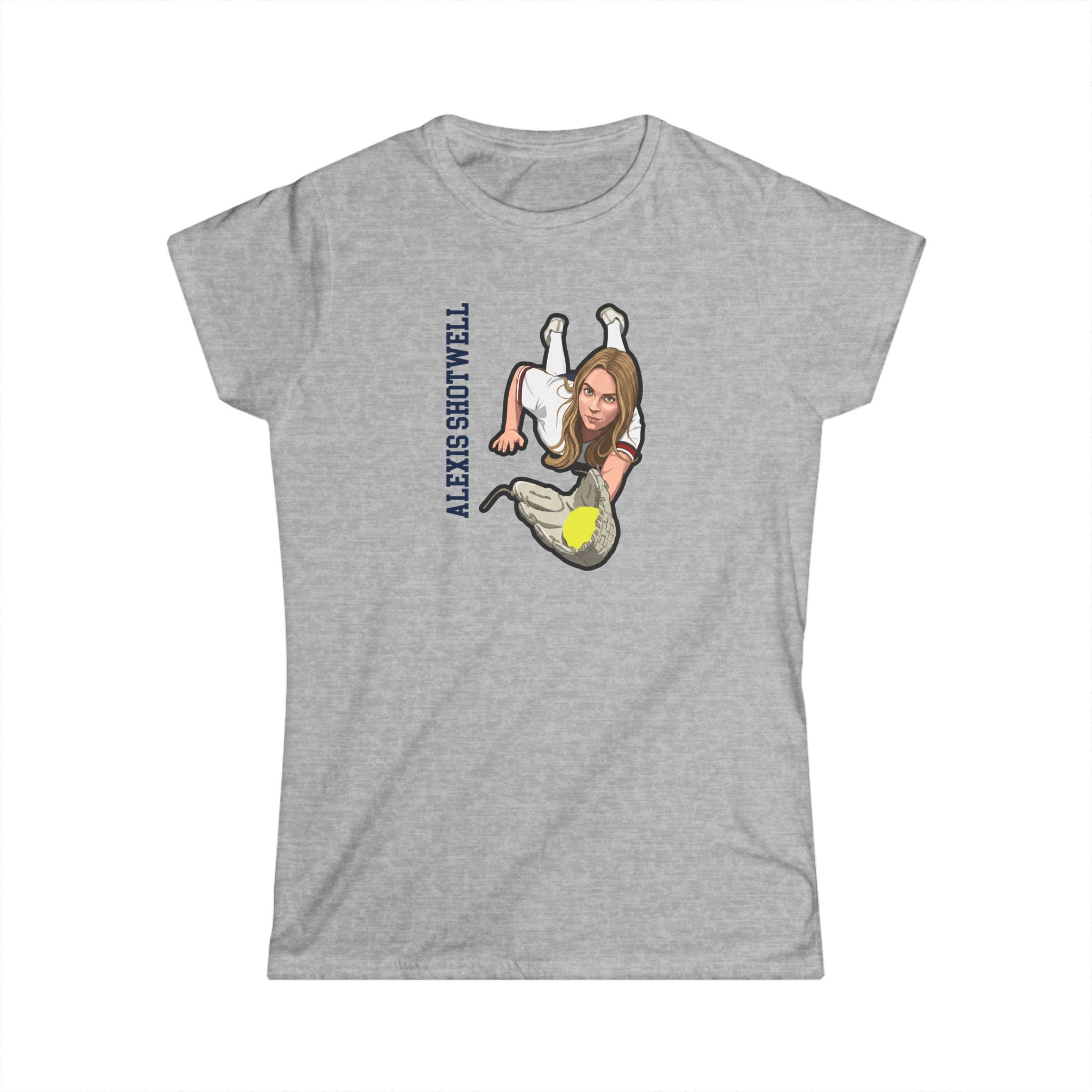 Women's Softstyle Tee — character_name_vertical in Grey