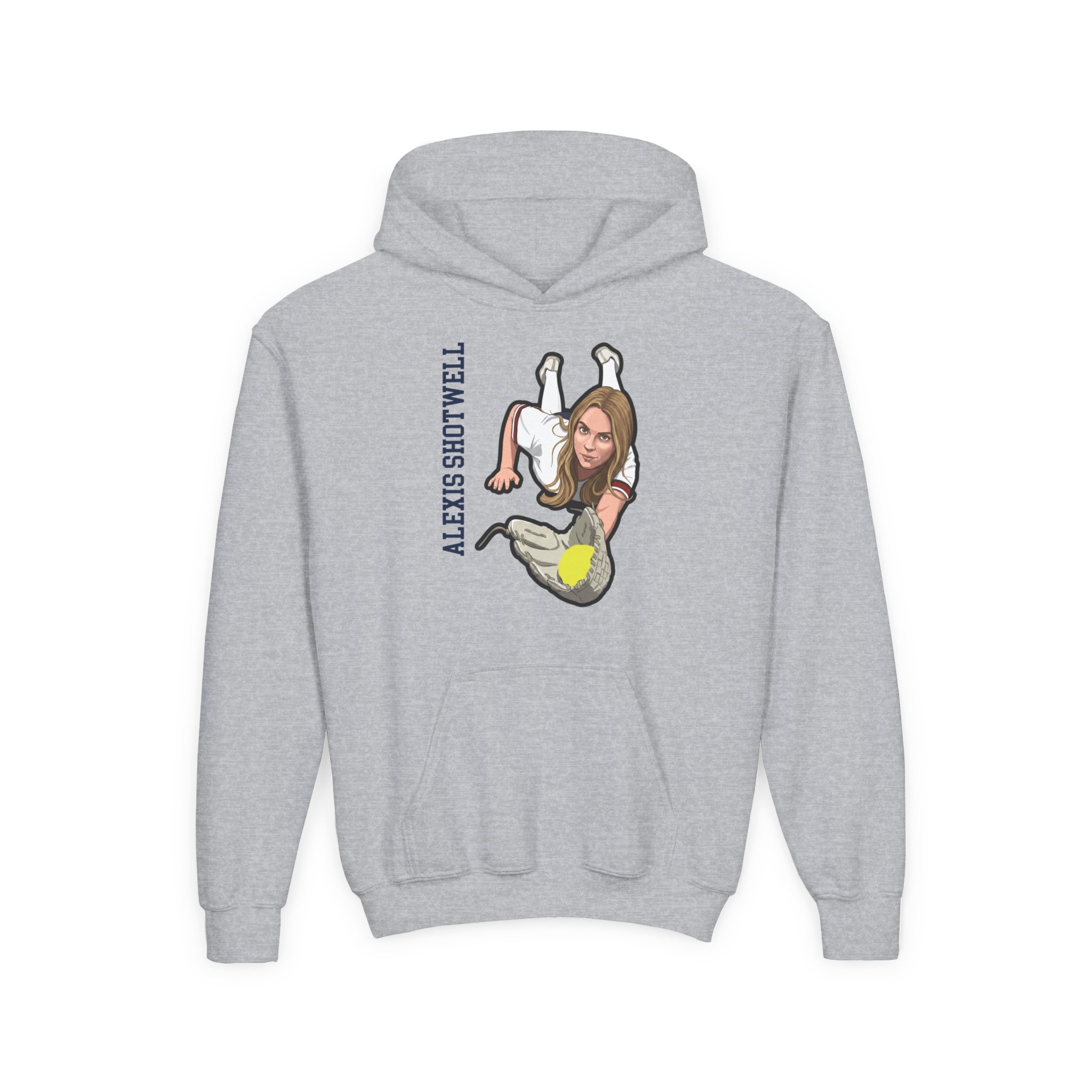 Youth Hoodie — character_name_vertical in Grey