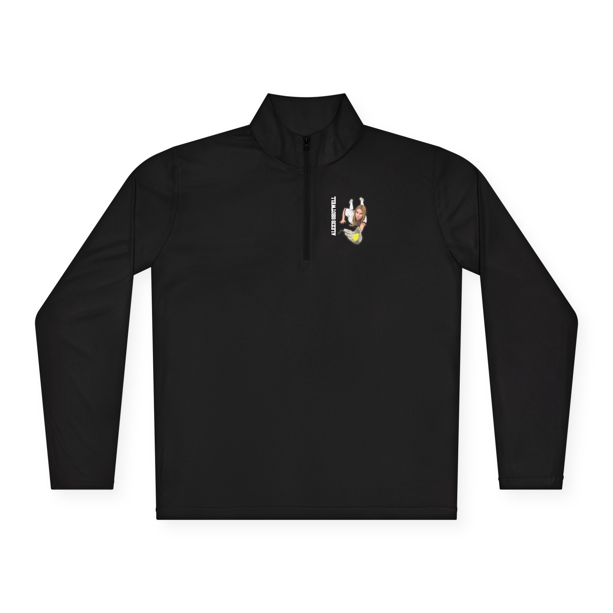 Q-Zip Pullover — character_name_vertical in Black