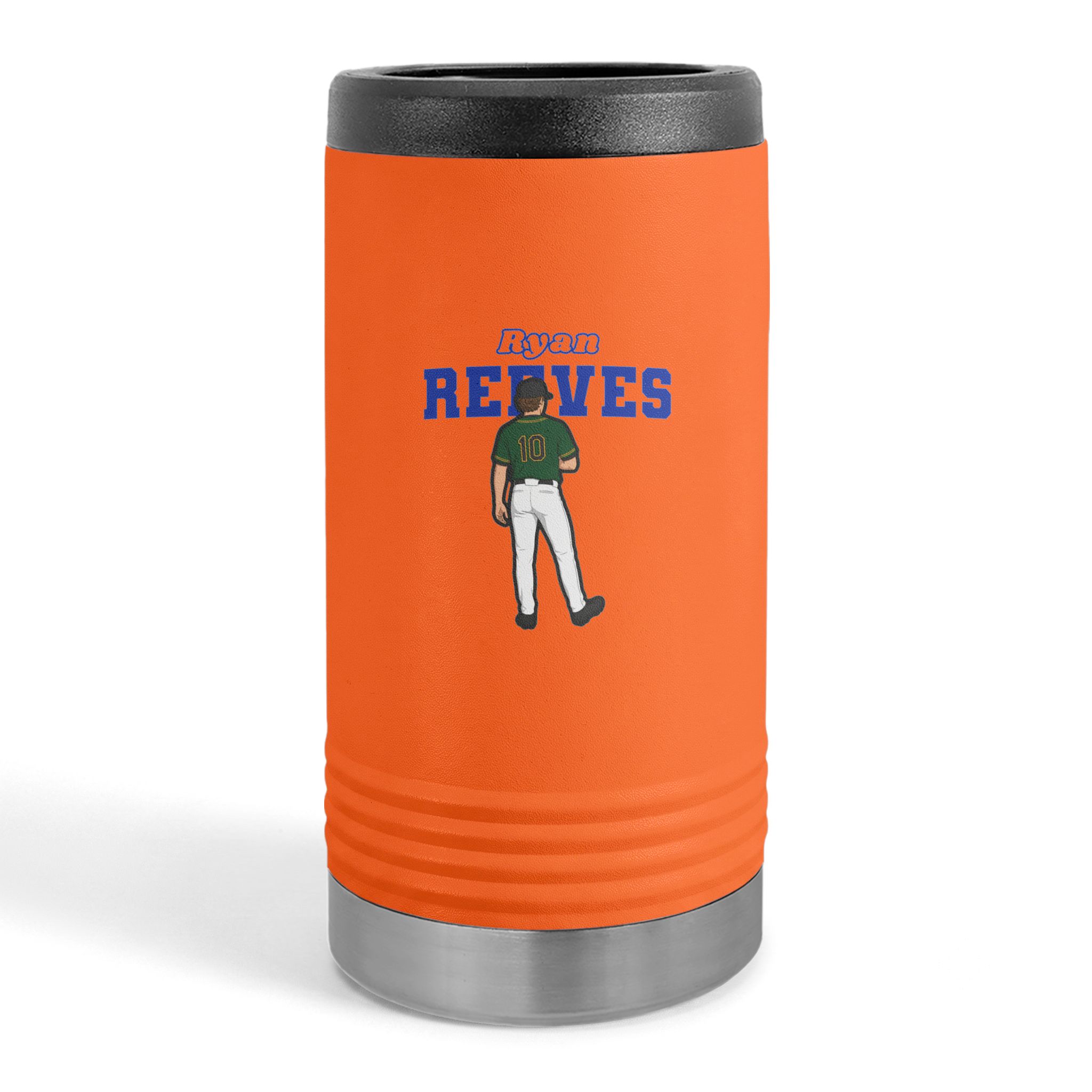 Slim Stainless Can Cooler — character_name_arch in Orange