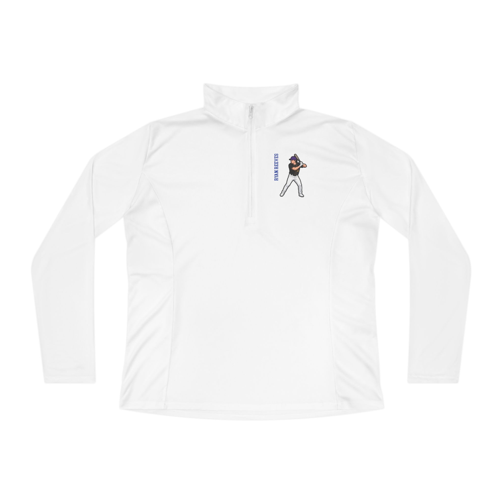 Women's Q-Zip Pullover — character_name_vertical in White