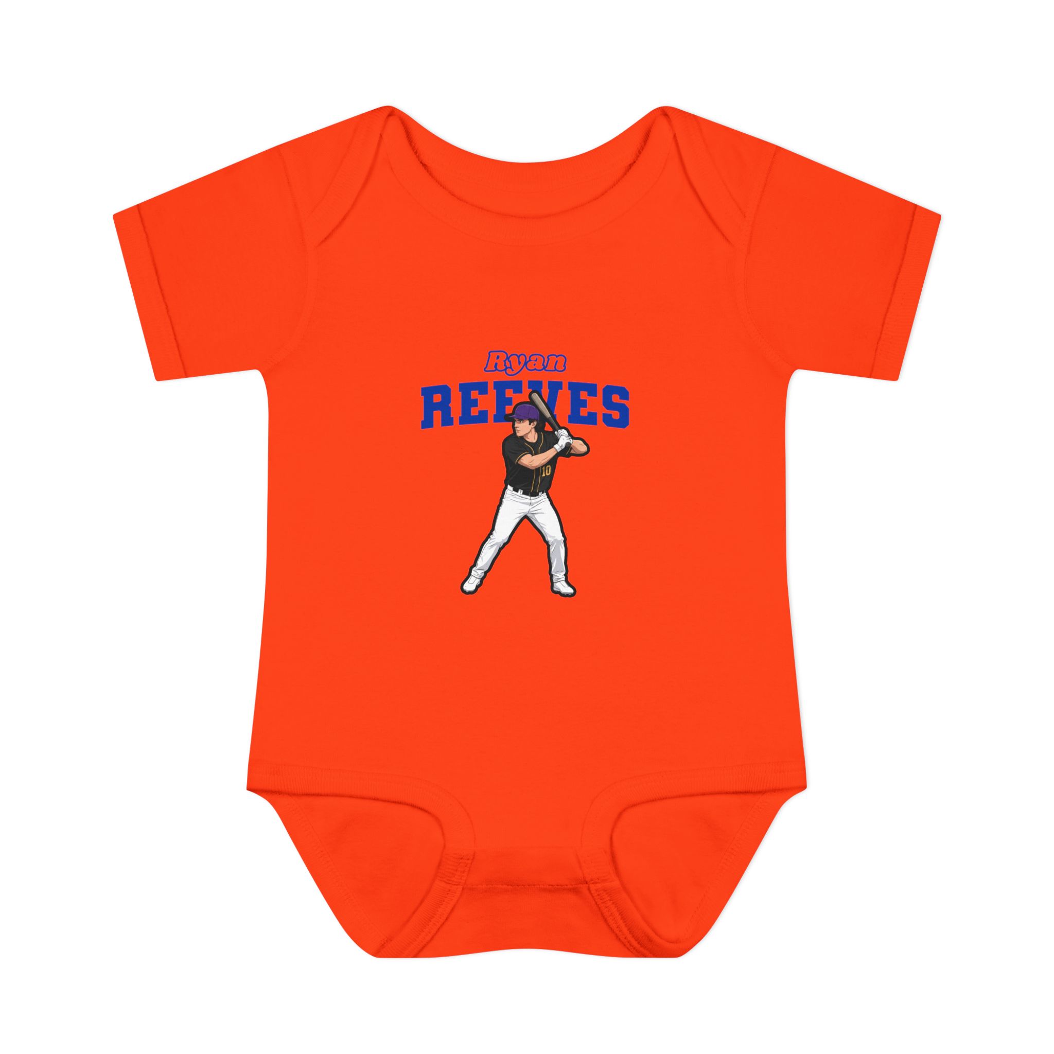 Baby Onesie — character_name_arch in Orange