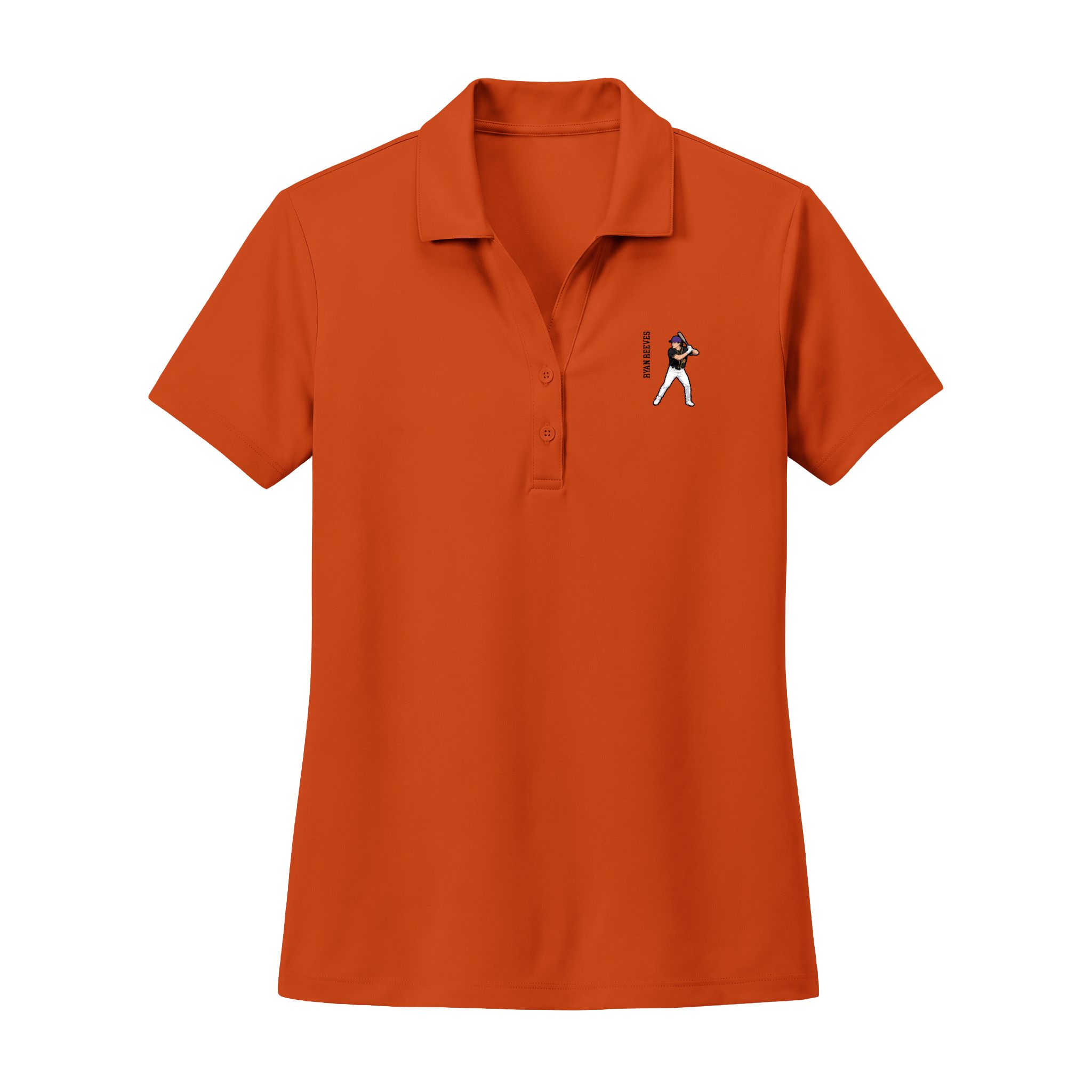 Women's Polo — character_name_vertical in Orange