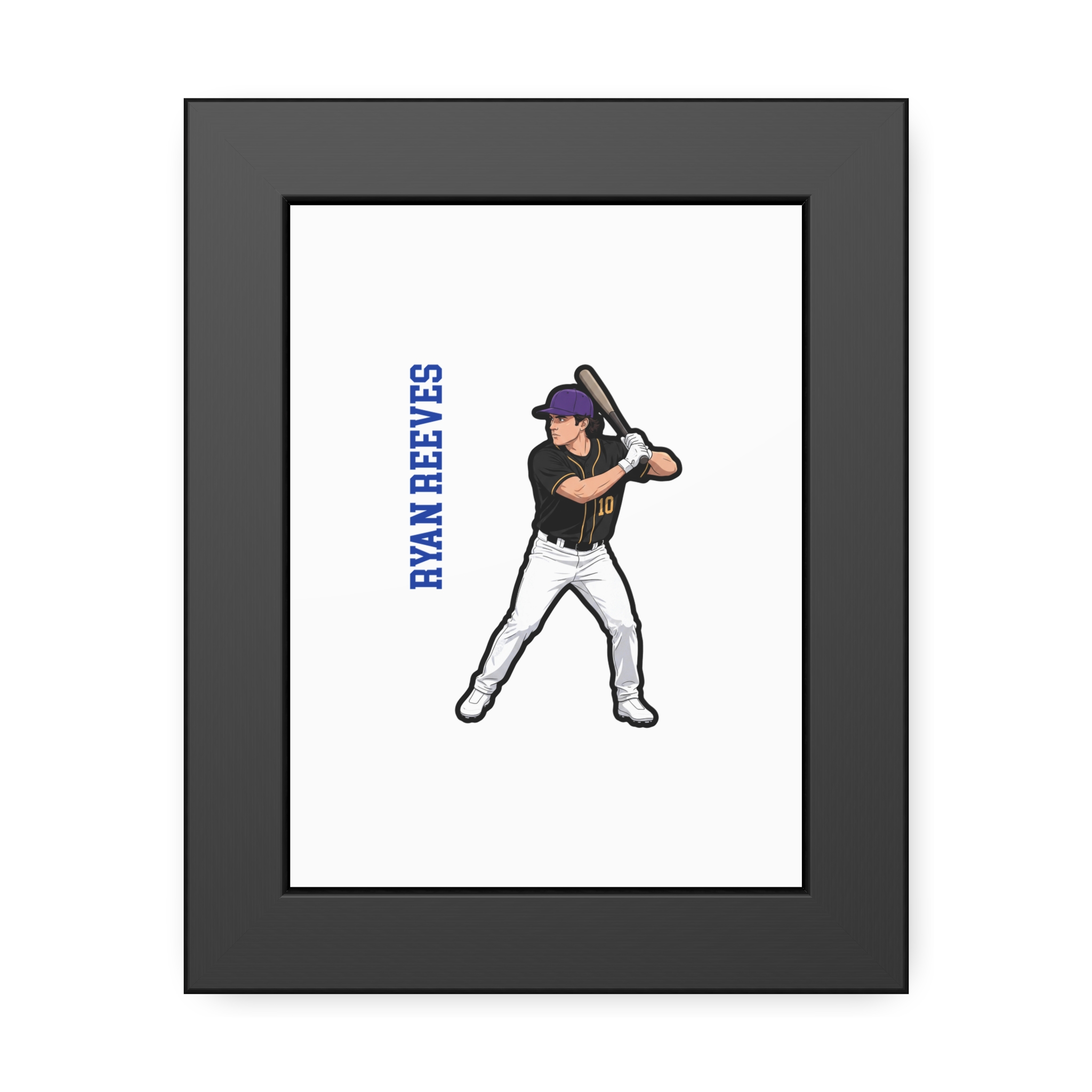 Framed Poster — character_name_vertical in Black