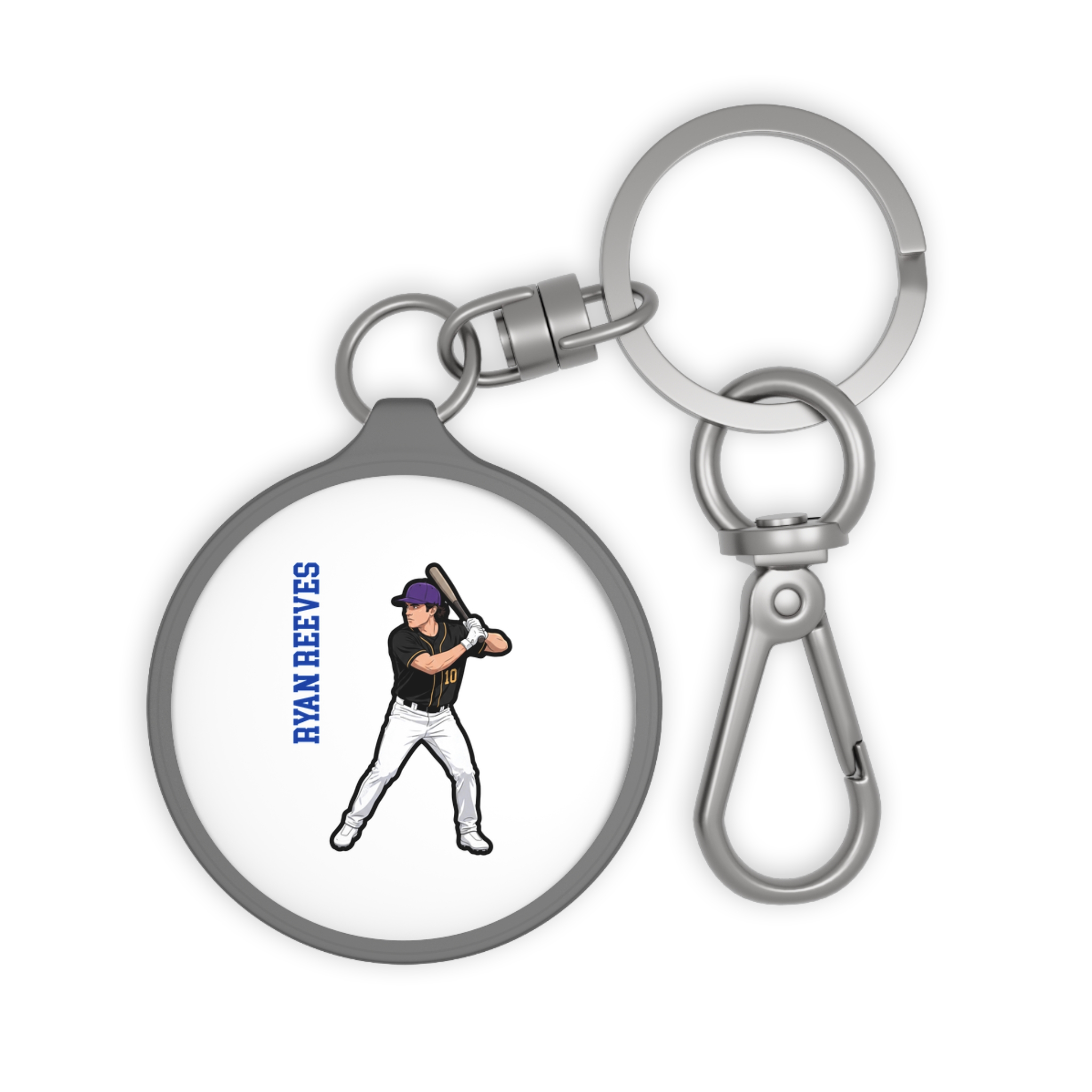 Keychain — character_name_vertical in Grey