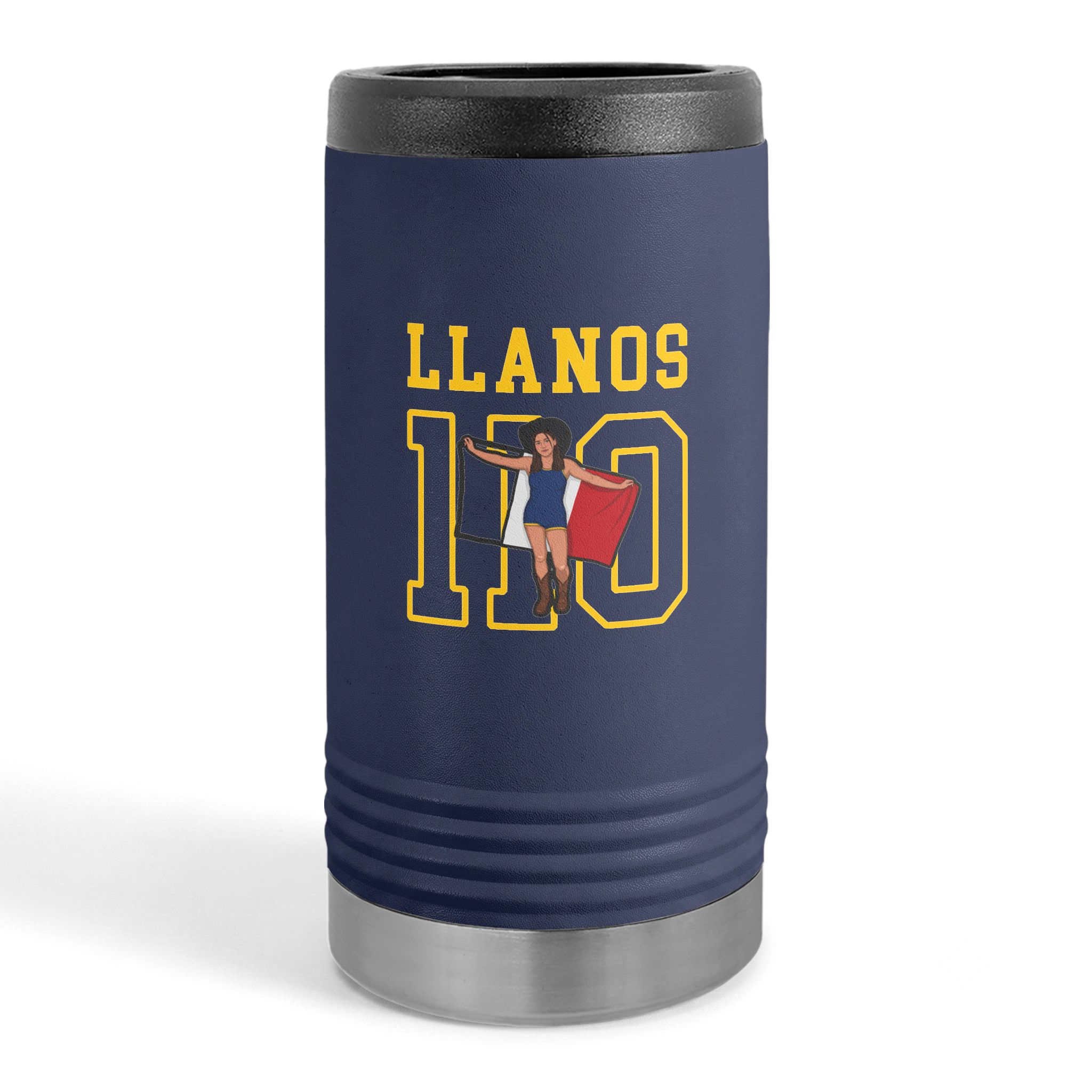 Slim Stainless Can Cooler — character_shirsey in Navy