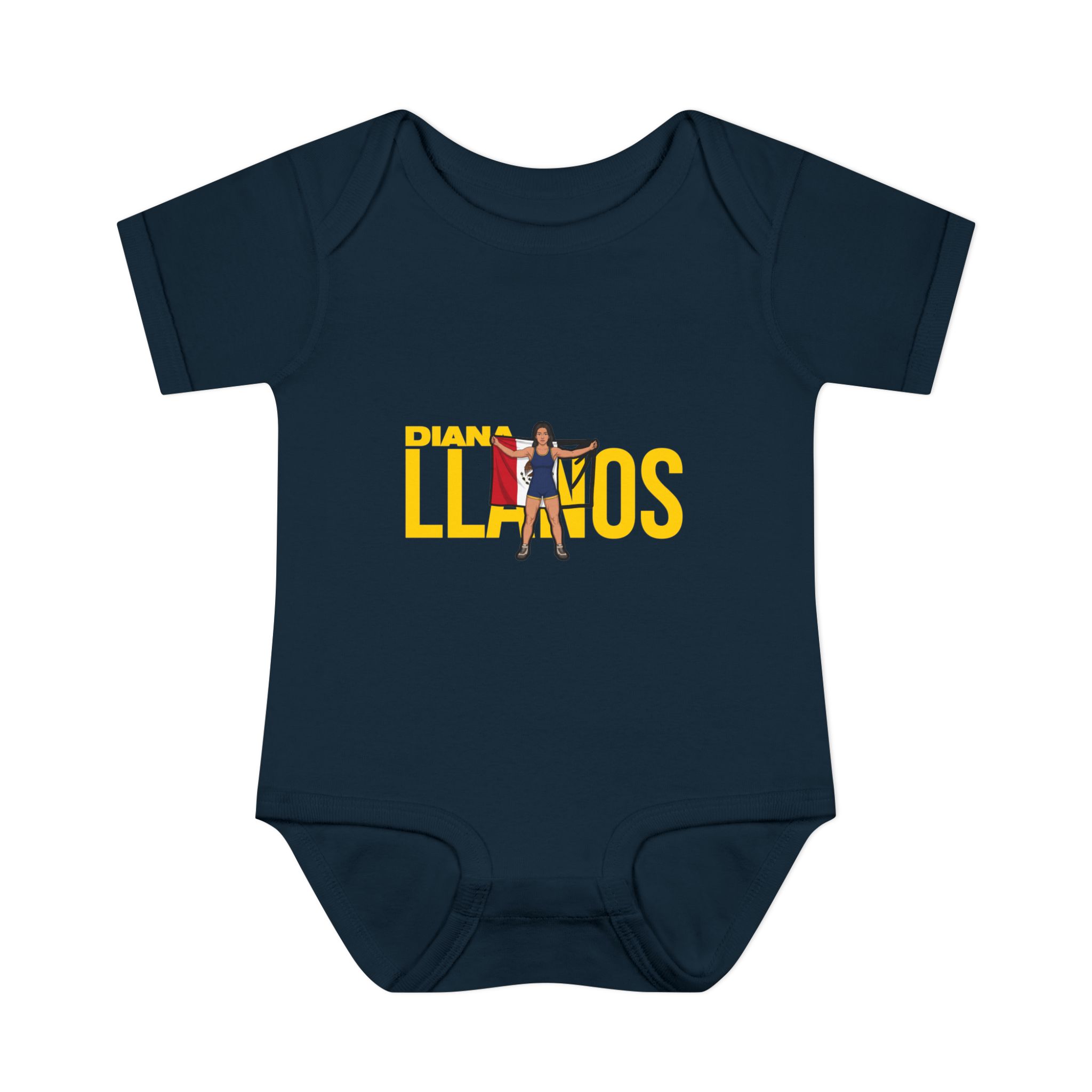 Baby Onesie — character_player_name in Navy