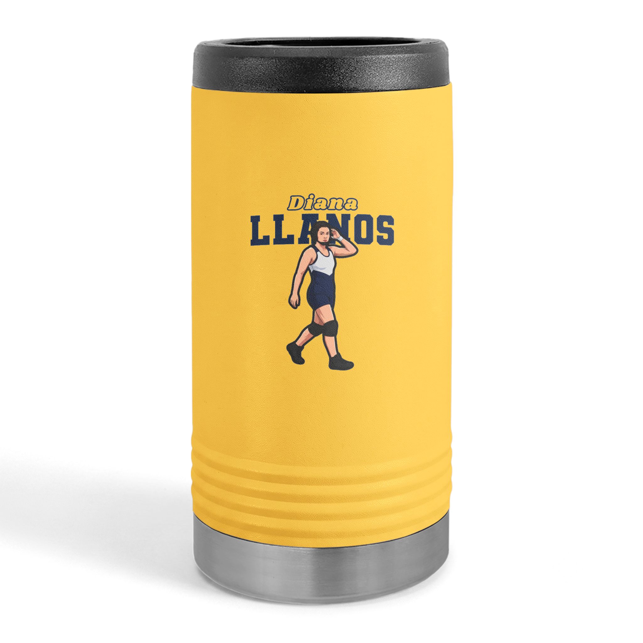 Slim Stainless Can Cooler — character_name_arch in Yellow
