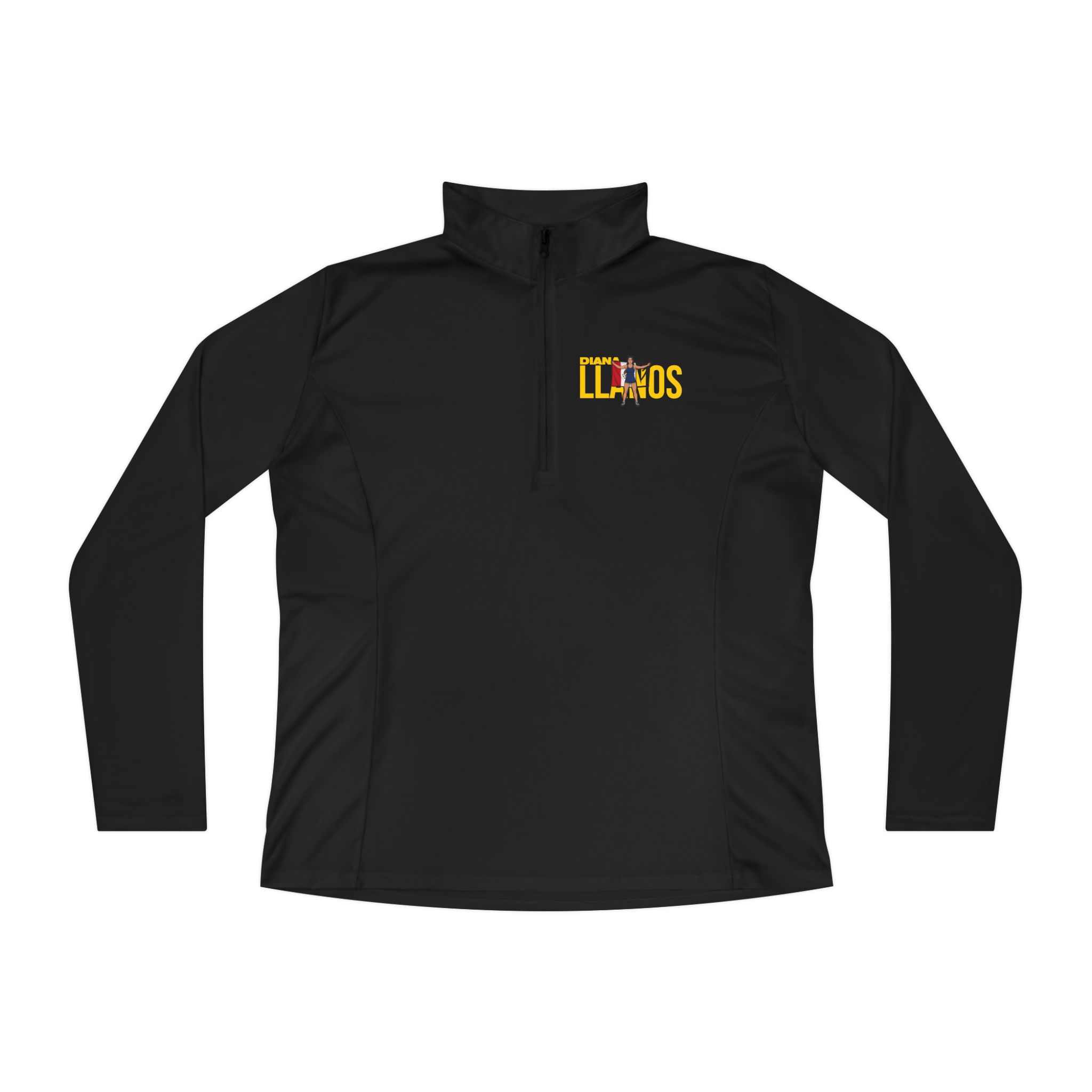 Women's Q-Zip Pullover — character_player_name in Black