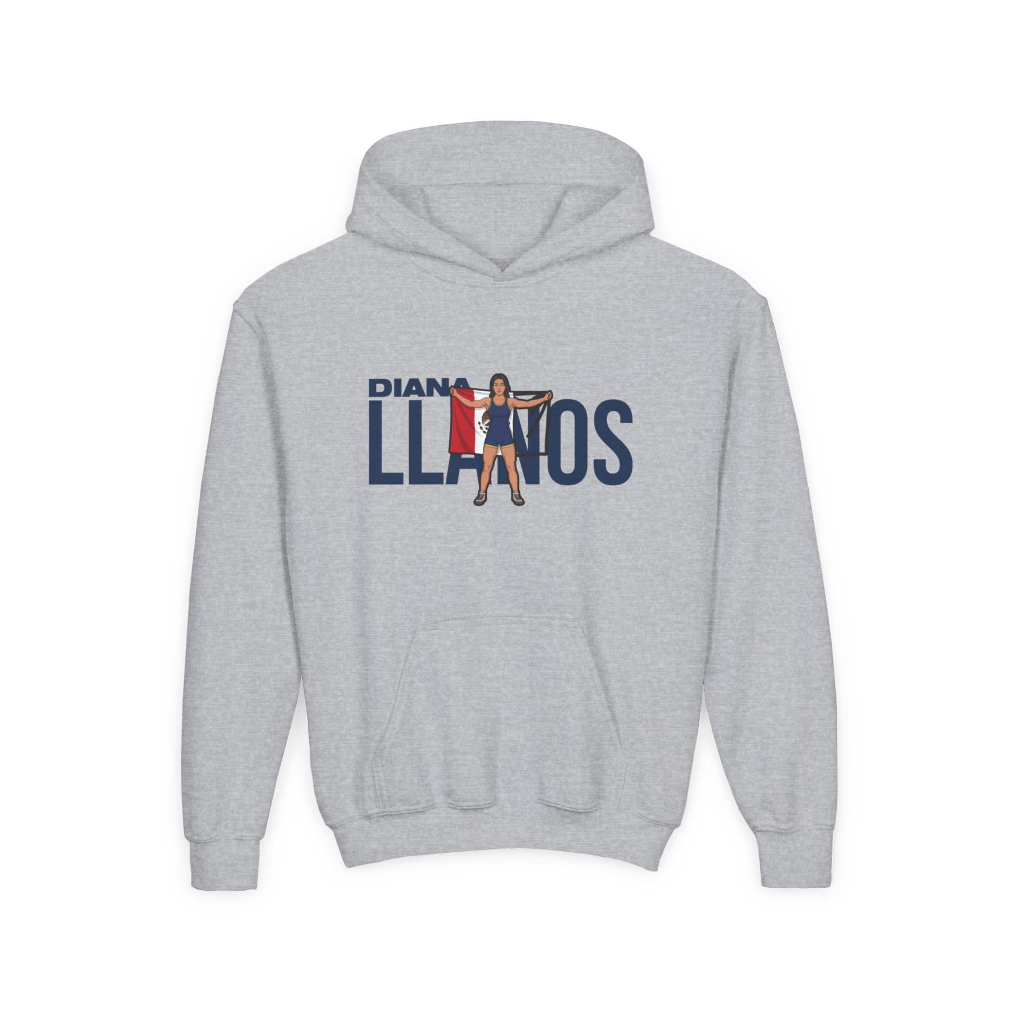 Youth Hoodie — character_player_name in Grey