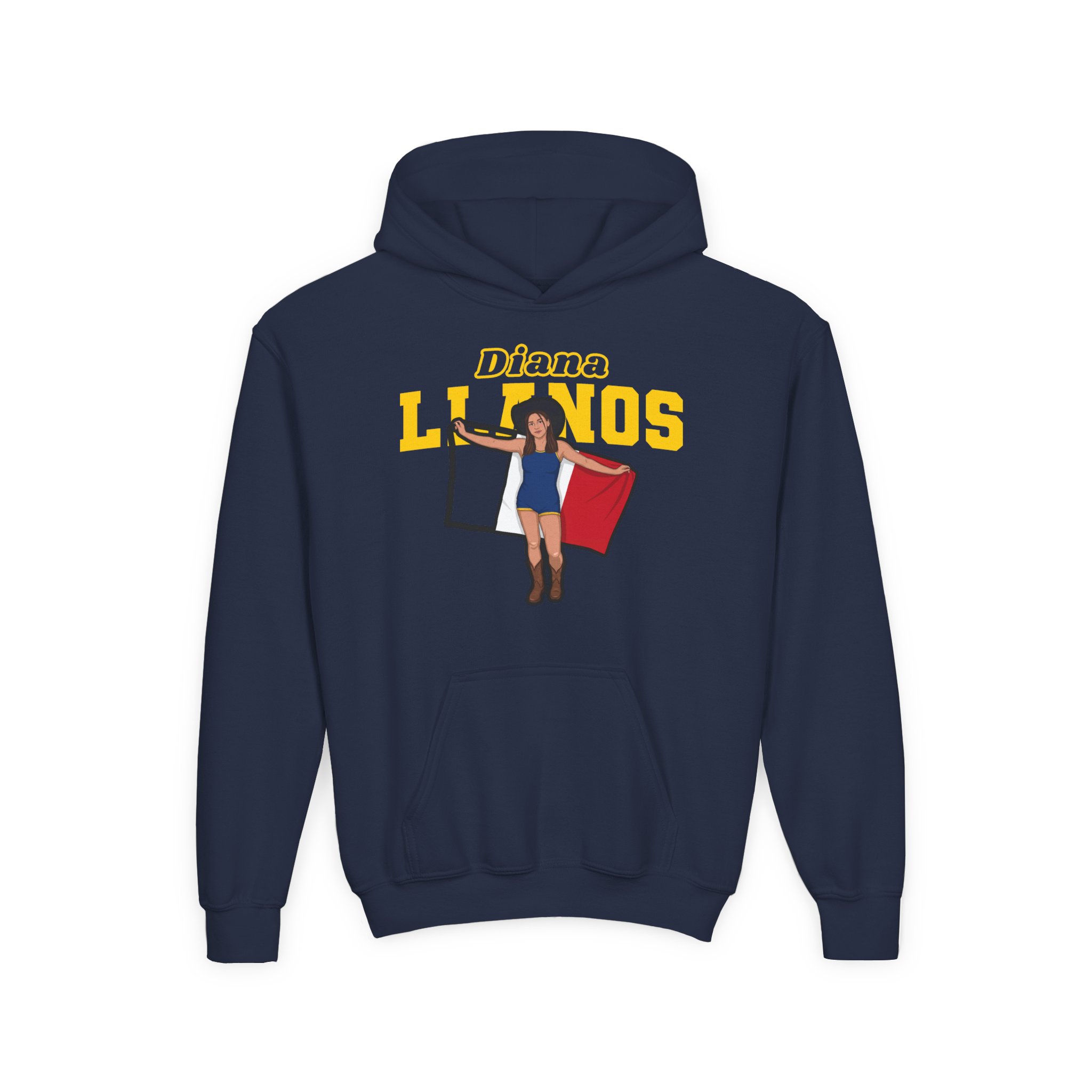 Youth Hoodie — character_name_arch in Navy