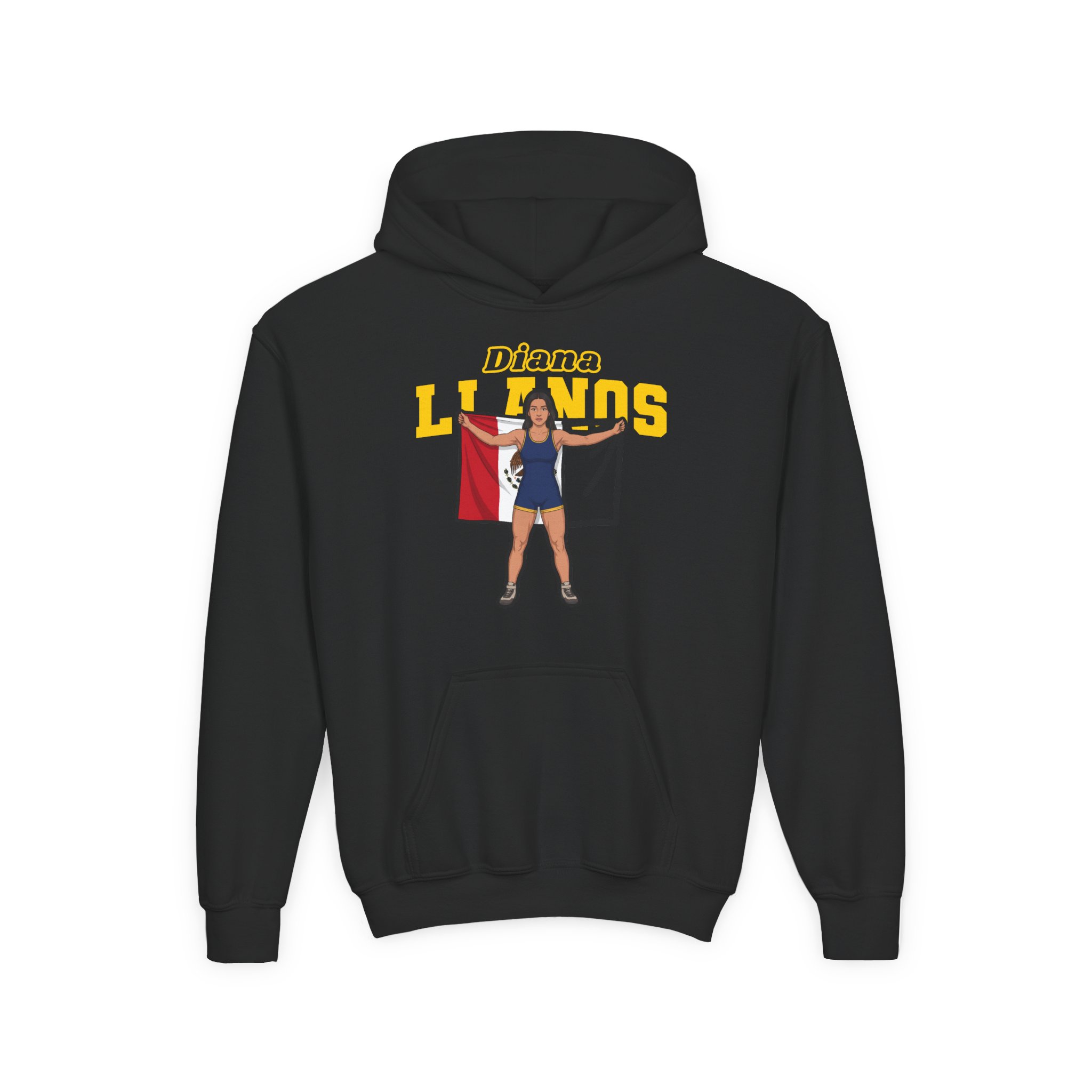 Youth Hoodie — character_name_arch in Black