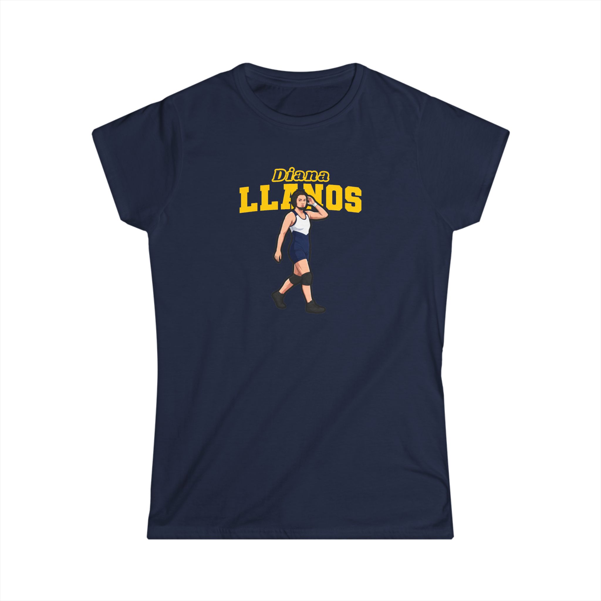 Women's Softstyle Tee — character_name_arch in Navy
