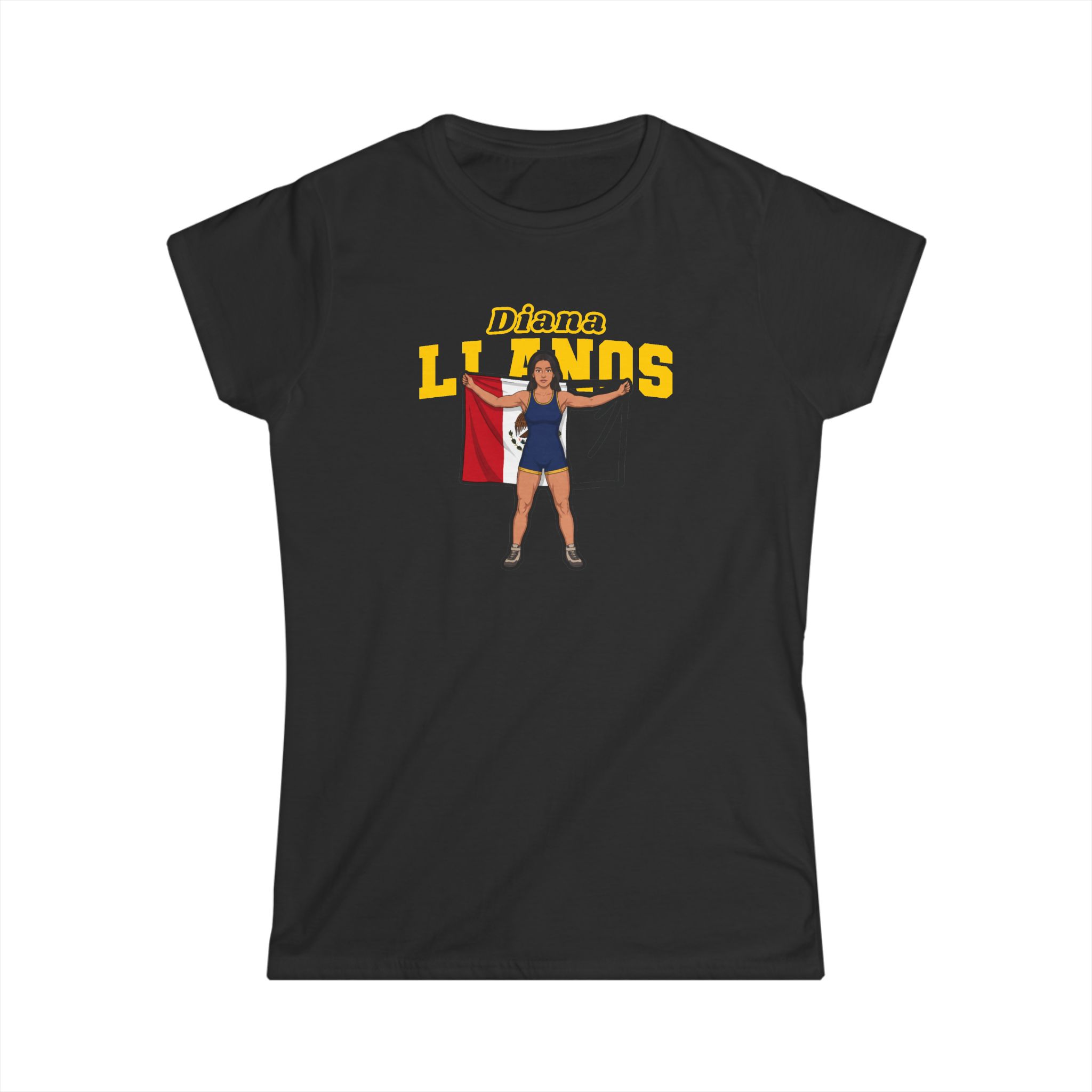Women's Softstyle Tee — character_name_arch in Black