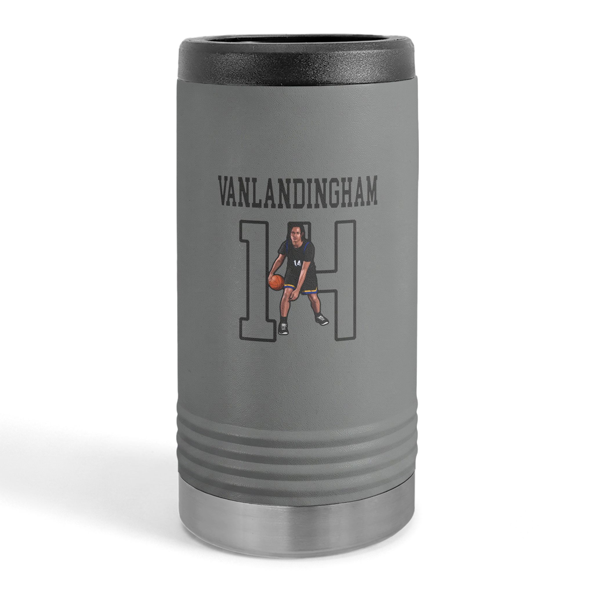 Slim Stainless Can Cooler — character_shirsey in Grey