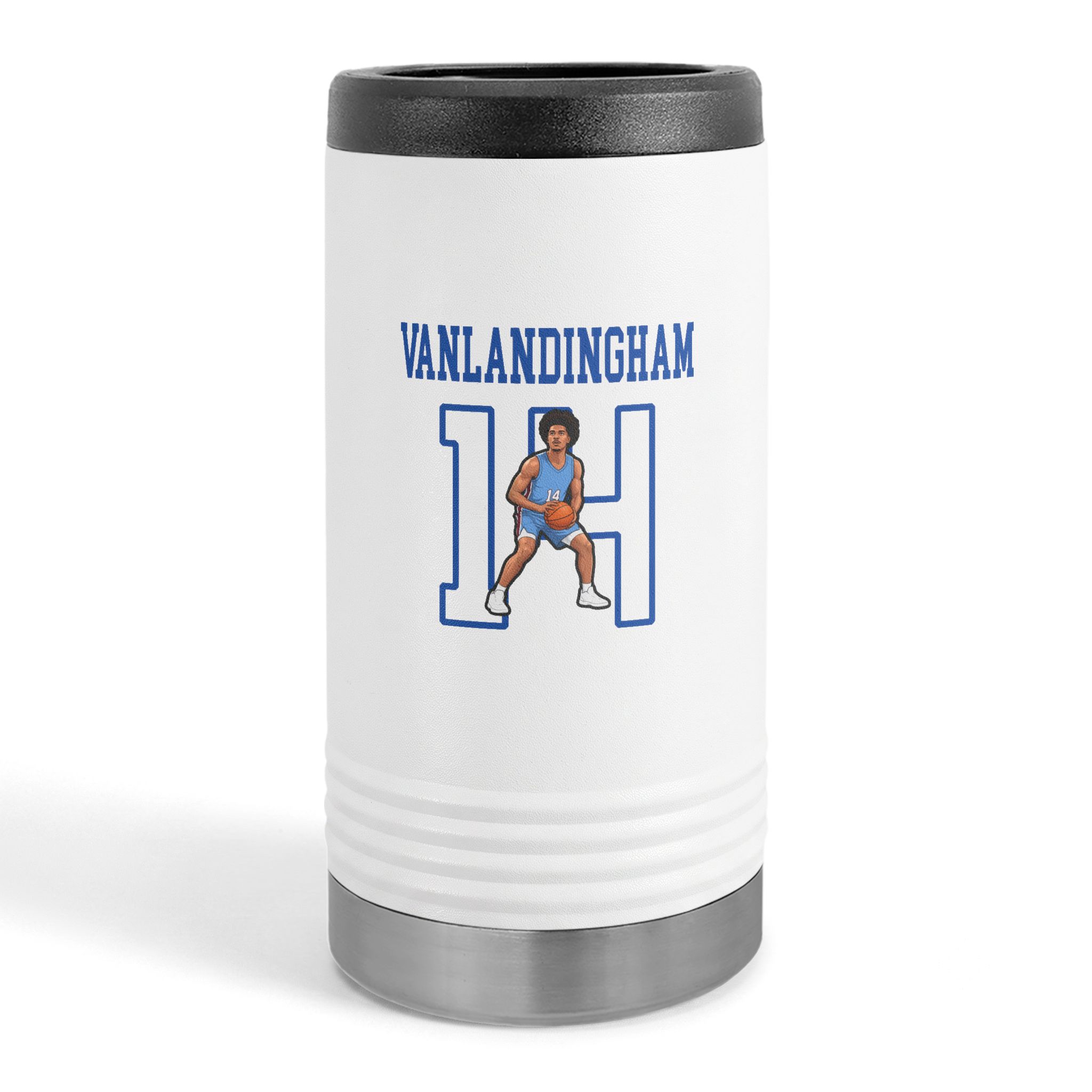 Slim Stainless Can Cooler — character_shirsey in White