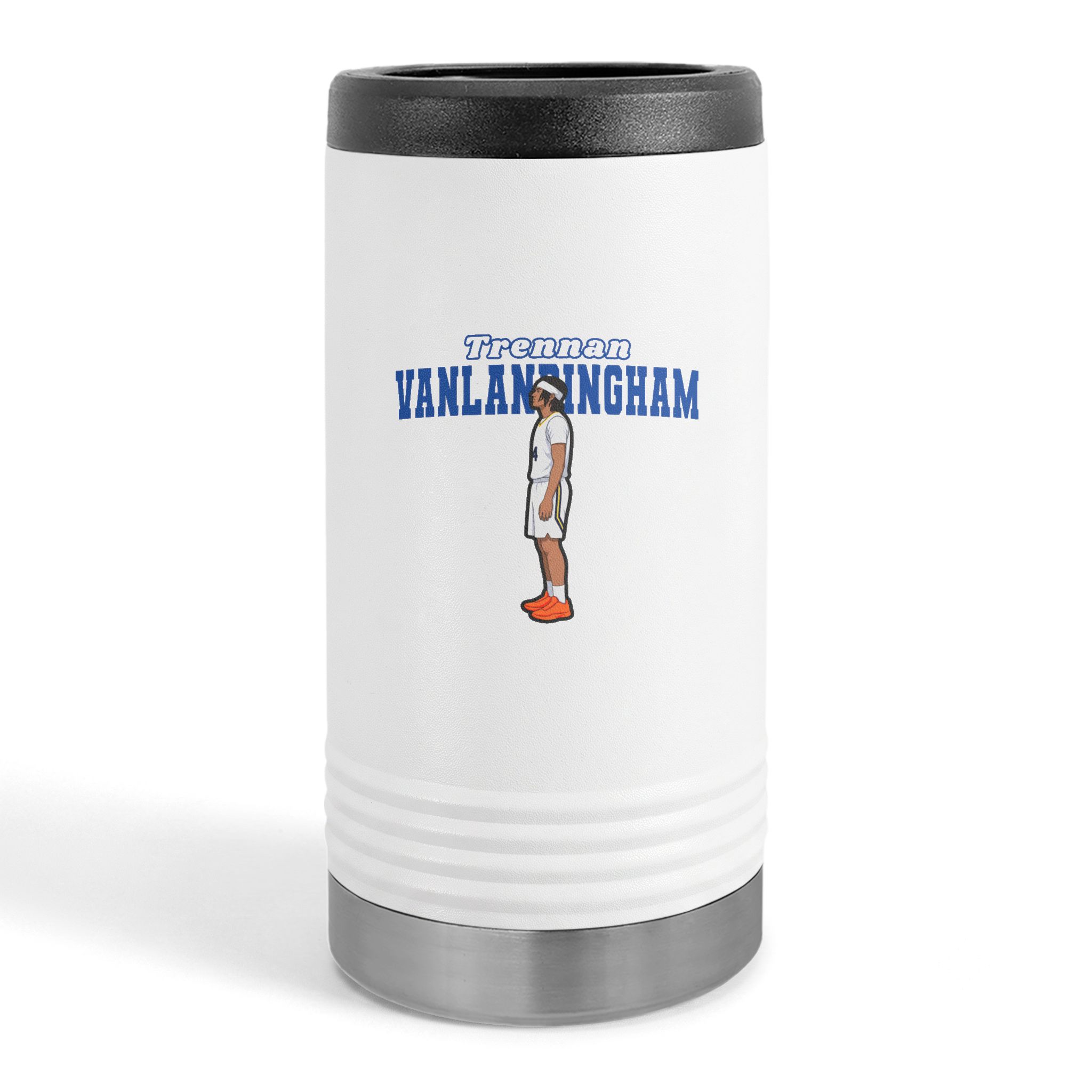 Slim Stainless Can Cooler — character_name_arch in White