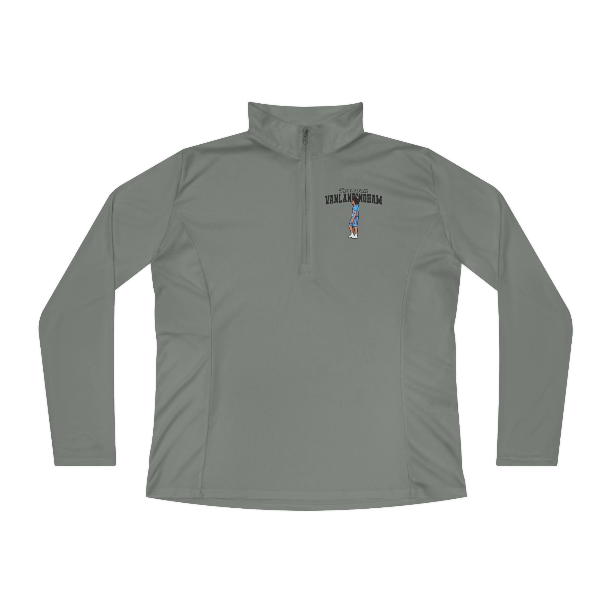 Women's Q-Zip Pullover — character_name_arch in Grey