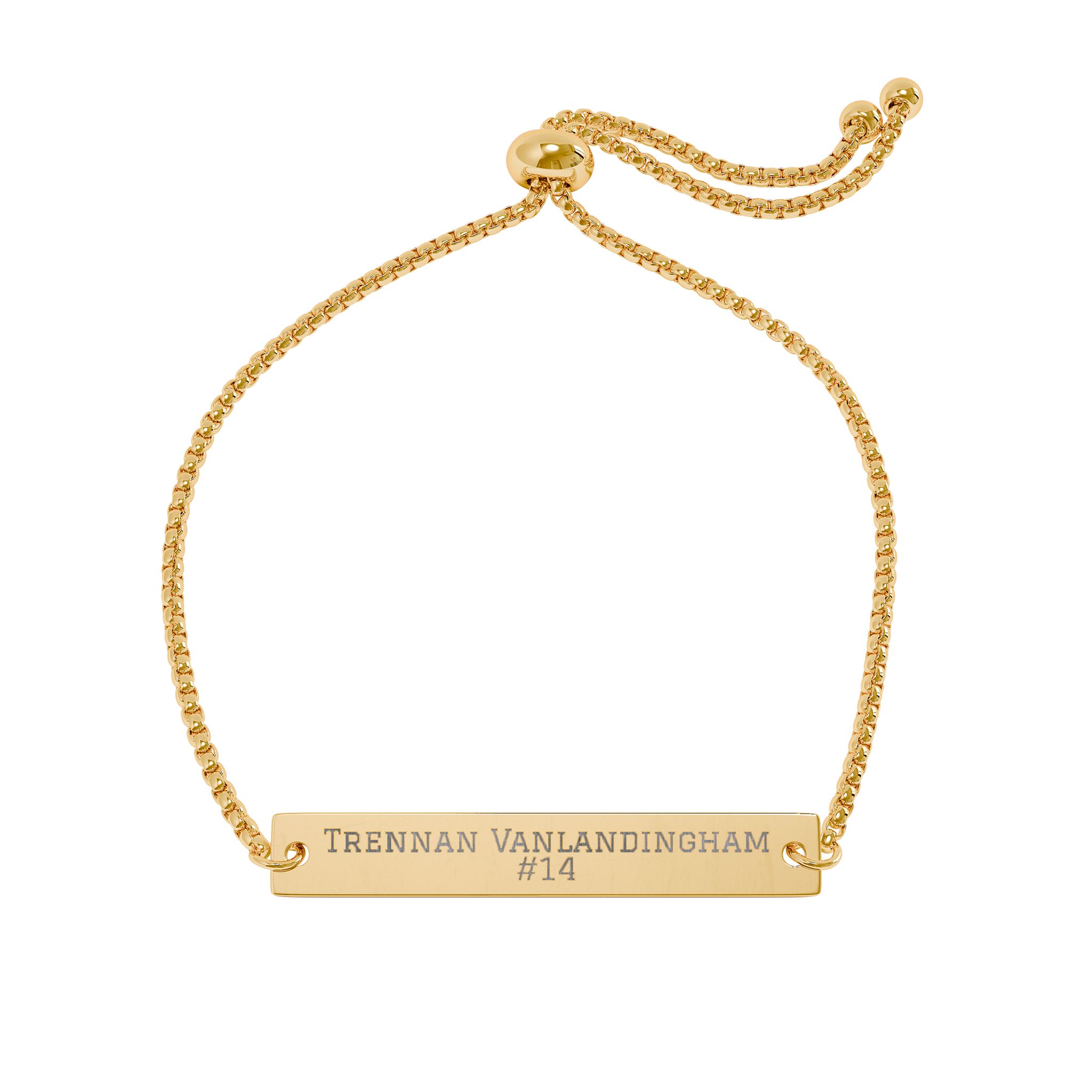 Engraved Bar Bracelet — Name & Number in Gold