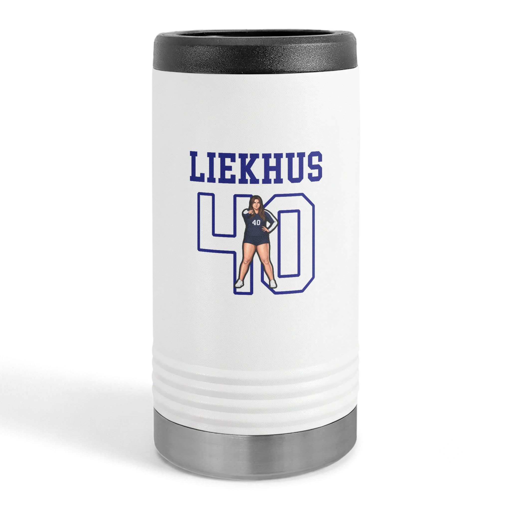 Slim Stainless Can Cooler — character_shirsey in White