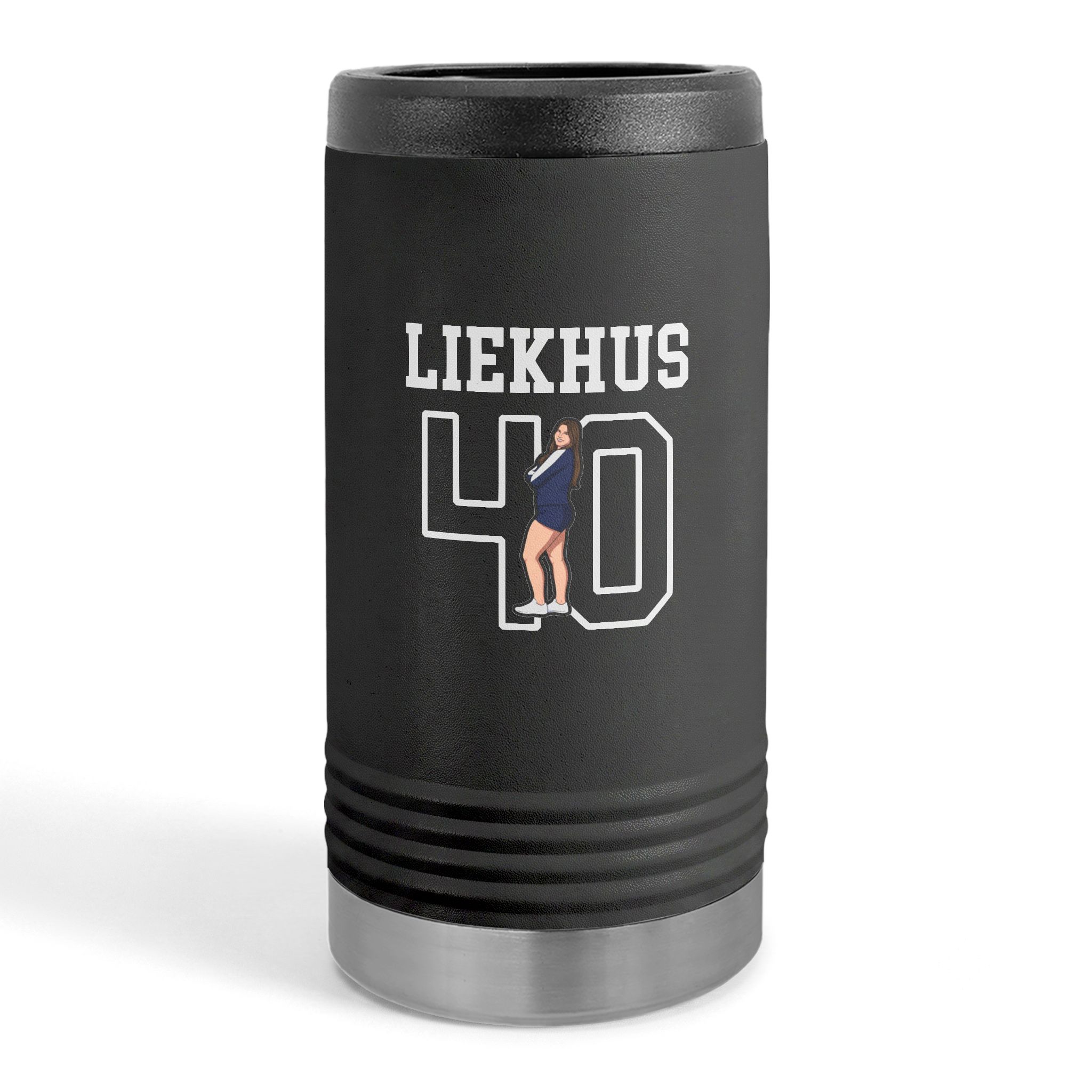 Slim Stainless Can Cooler — character_shirsey in Black