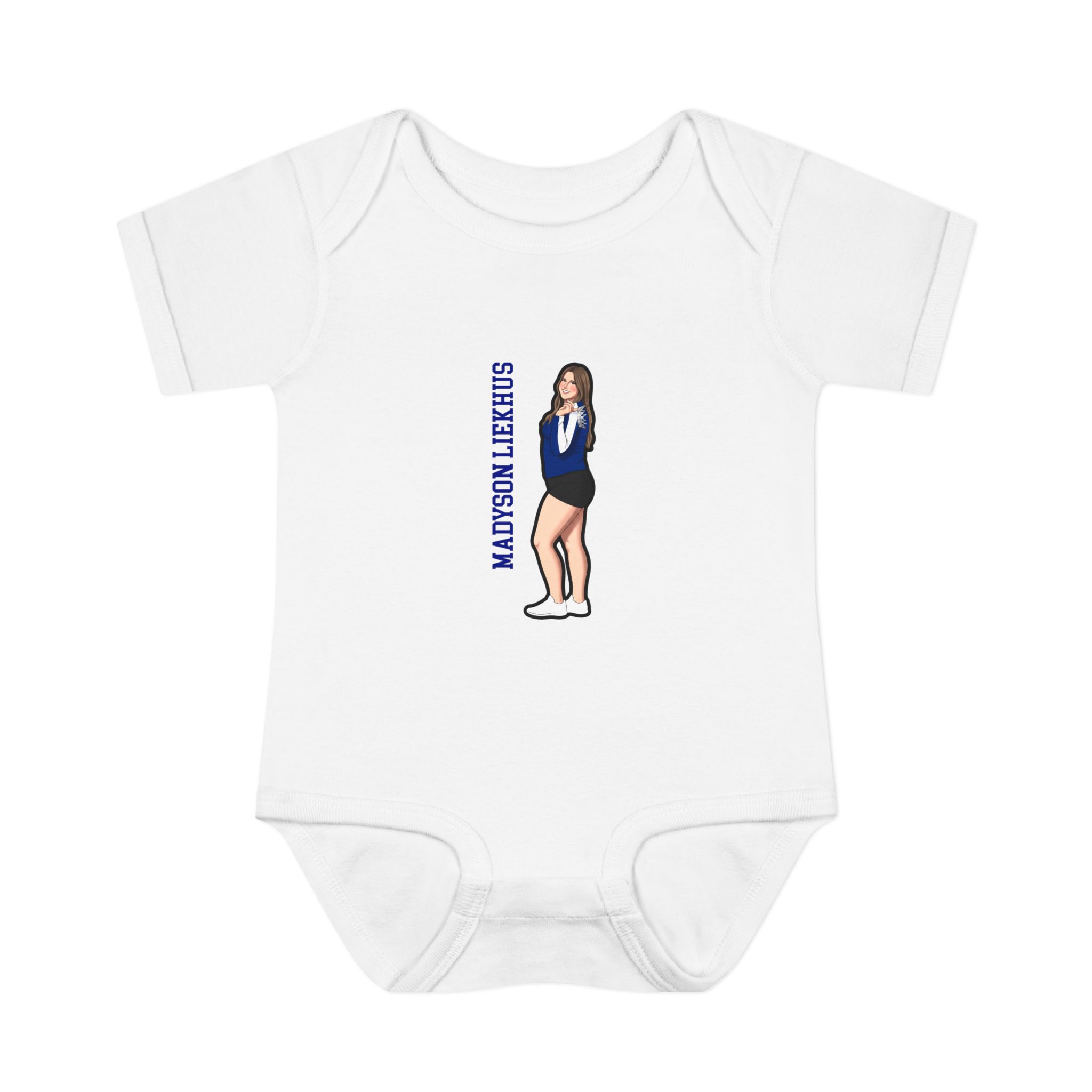 Baby Onesie — character_name_vertical in White