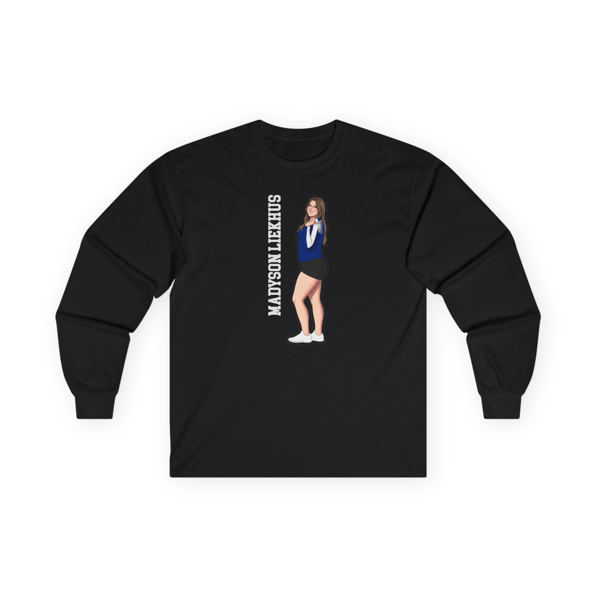 Long Sleeve Tee — character_name_vertical in Black
