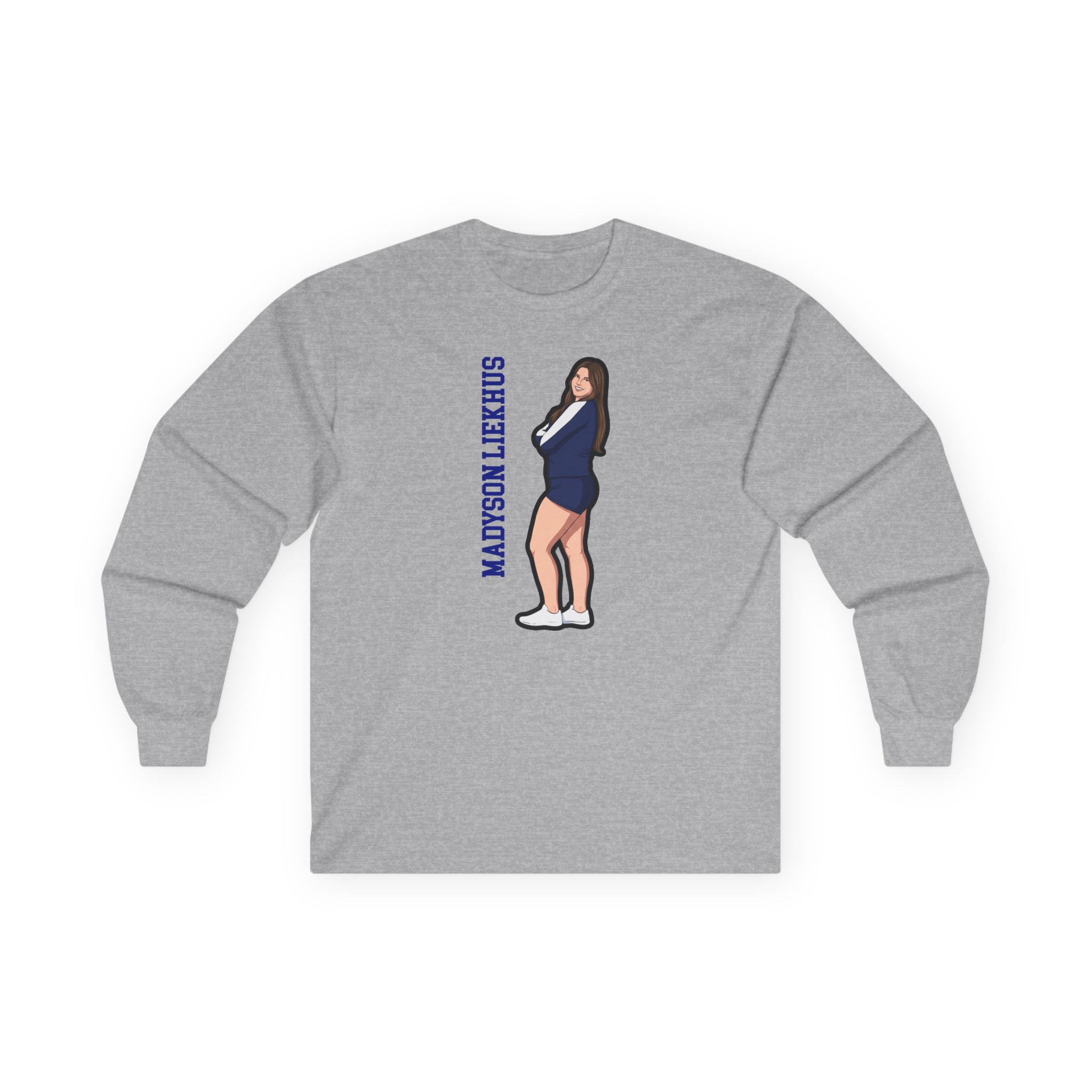 Long Sleeve Tee — character_name_vertical in Grey