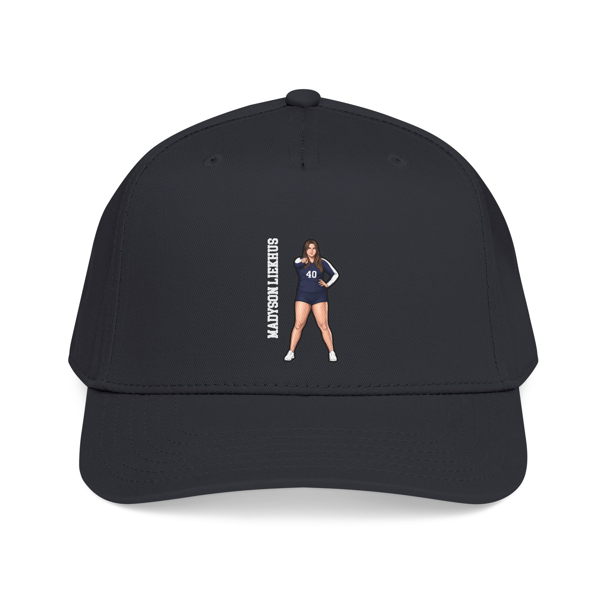 Baseball Cap — character_name_vertical in Black