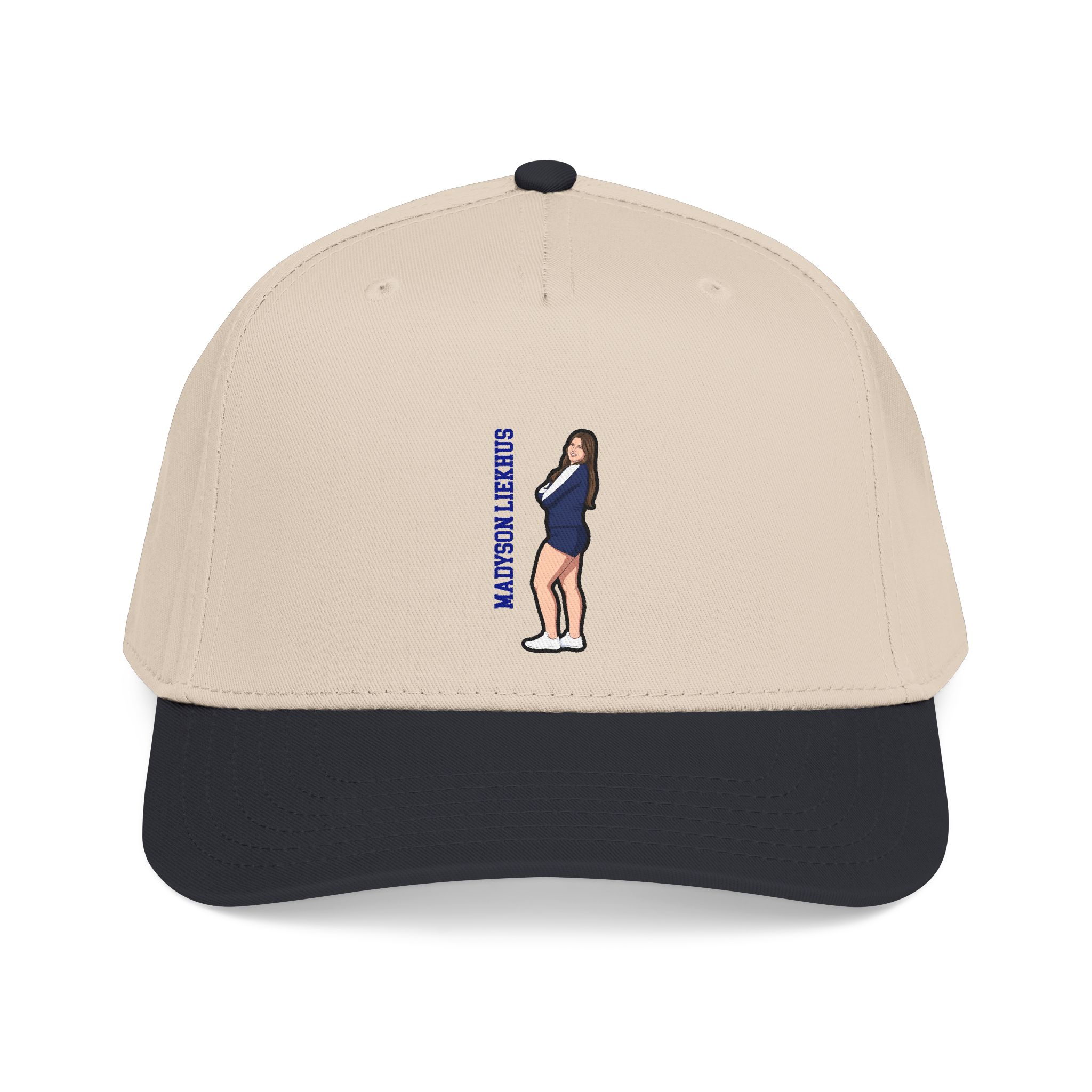 Baseball Cap — character_name_vertical in Black / Natural