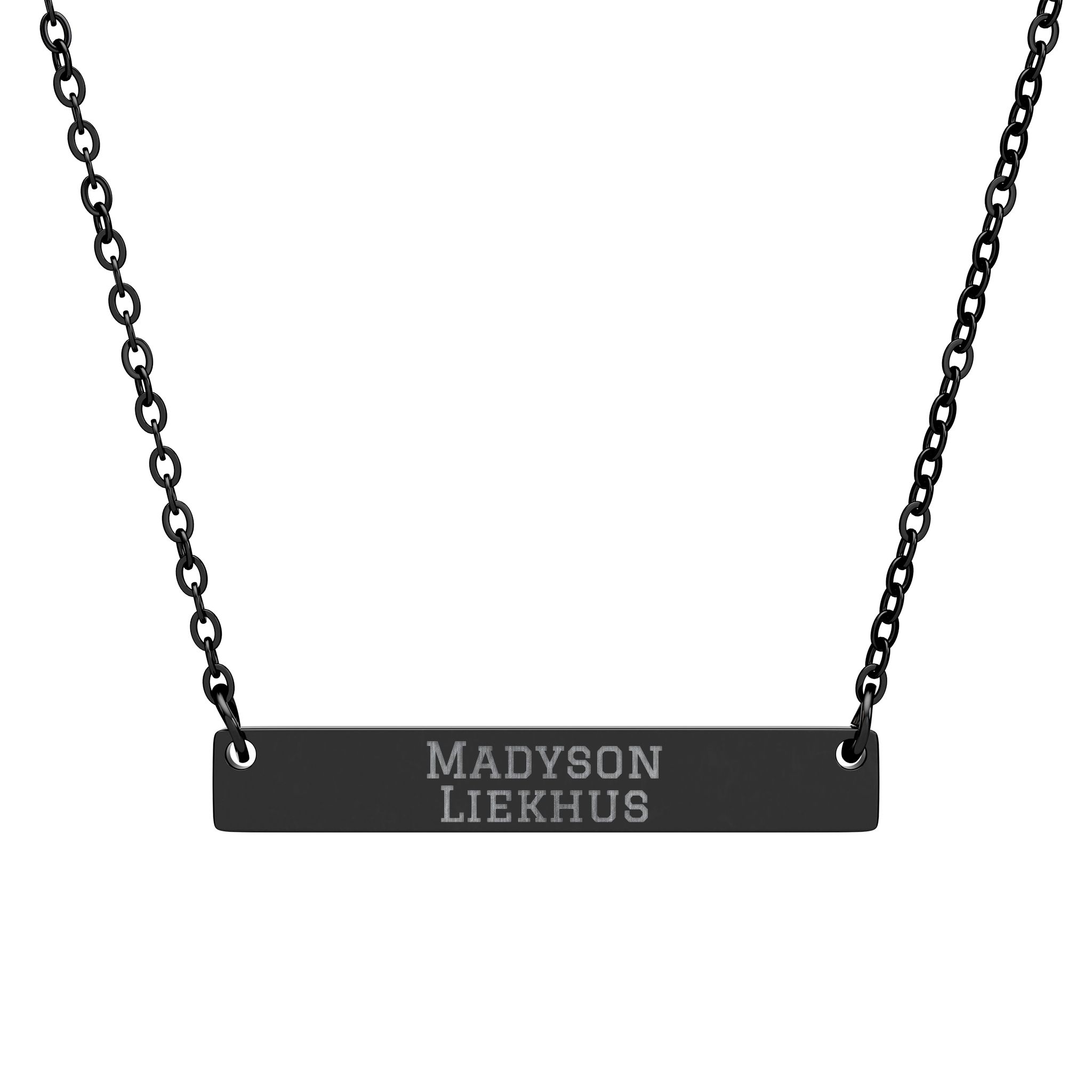 Engraved Bar Necklace — Classic in Black