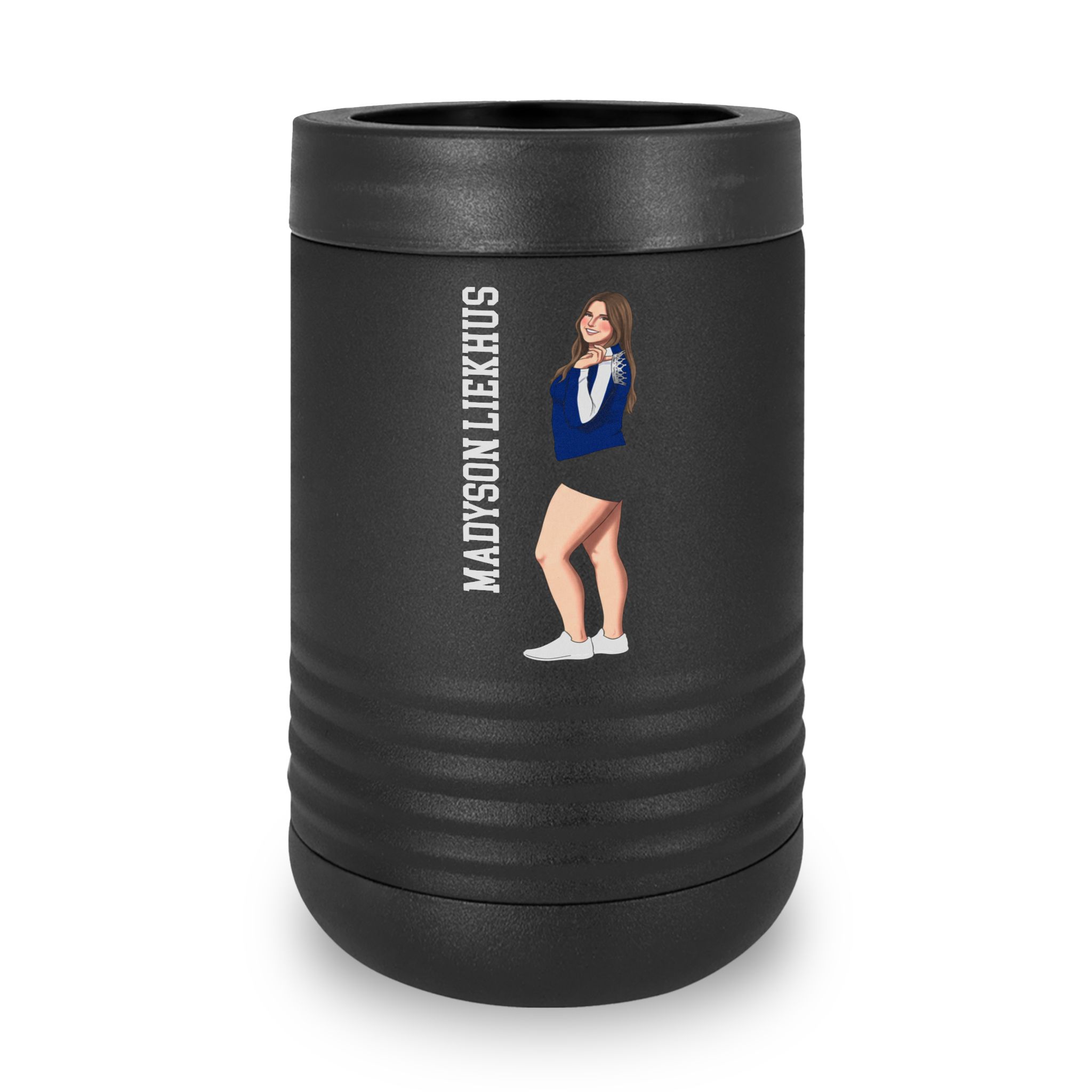 Stainless Can Cooler — character_name_vertical in Black