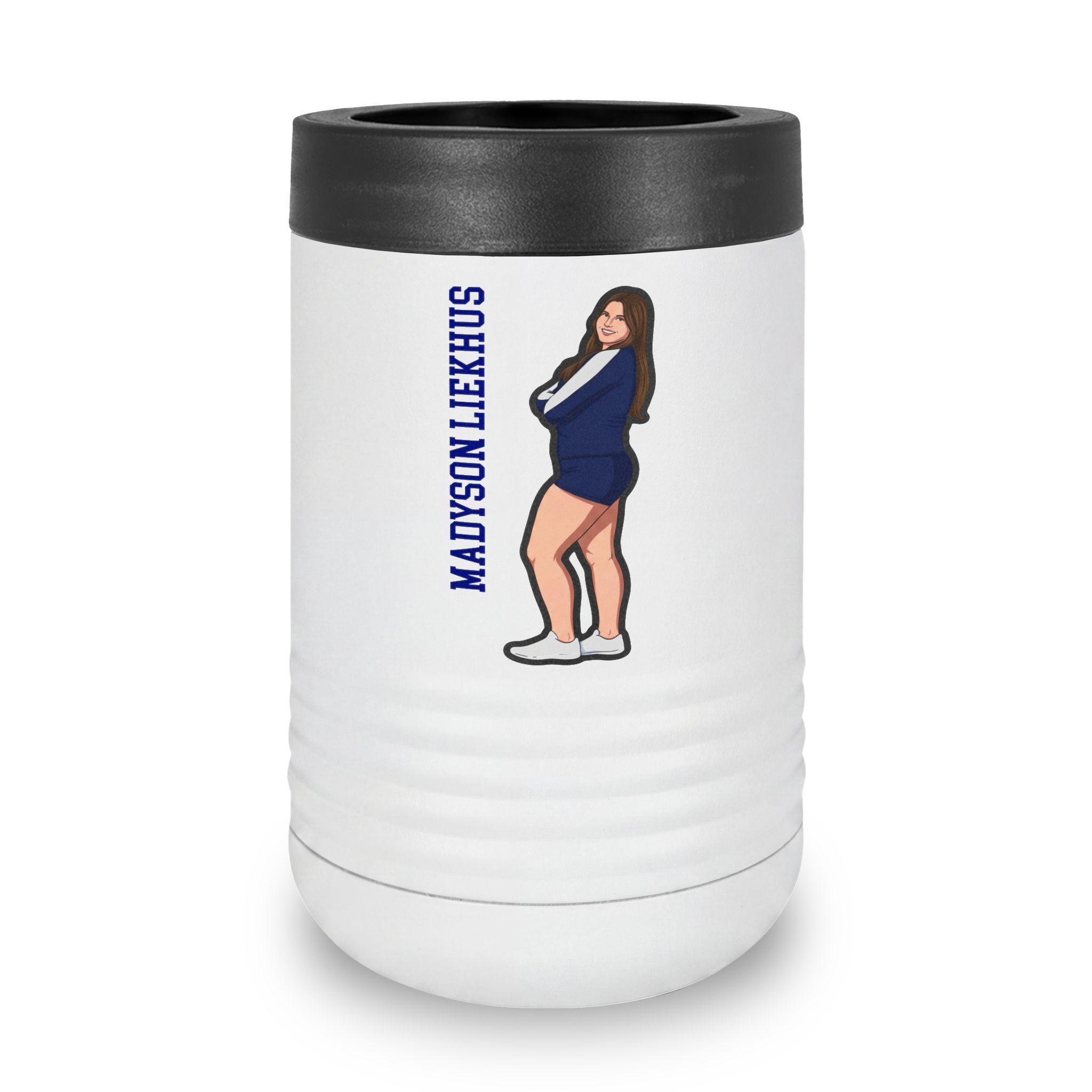 Stainless Can Cooler — character_name_vertical in White