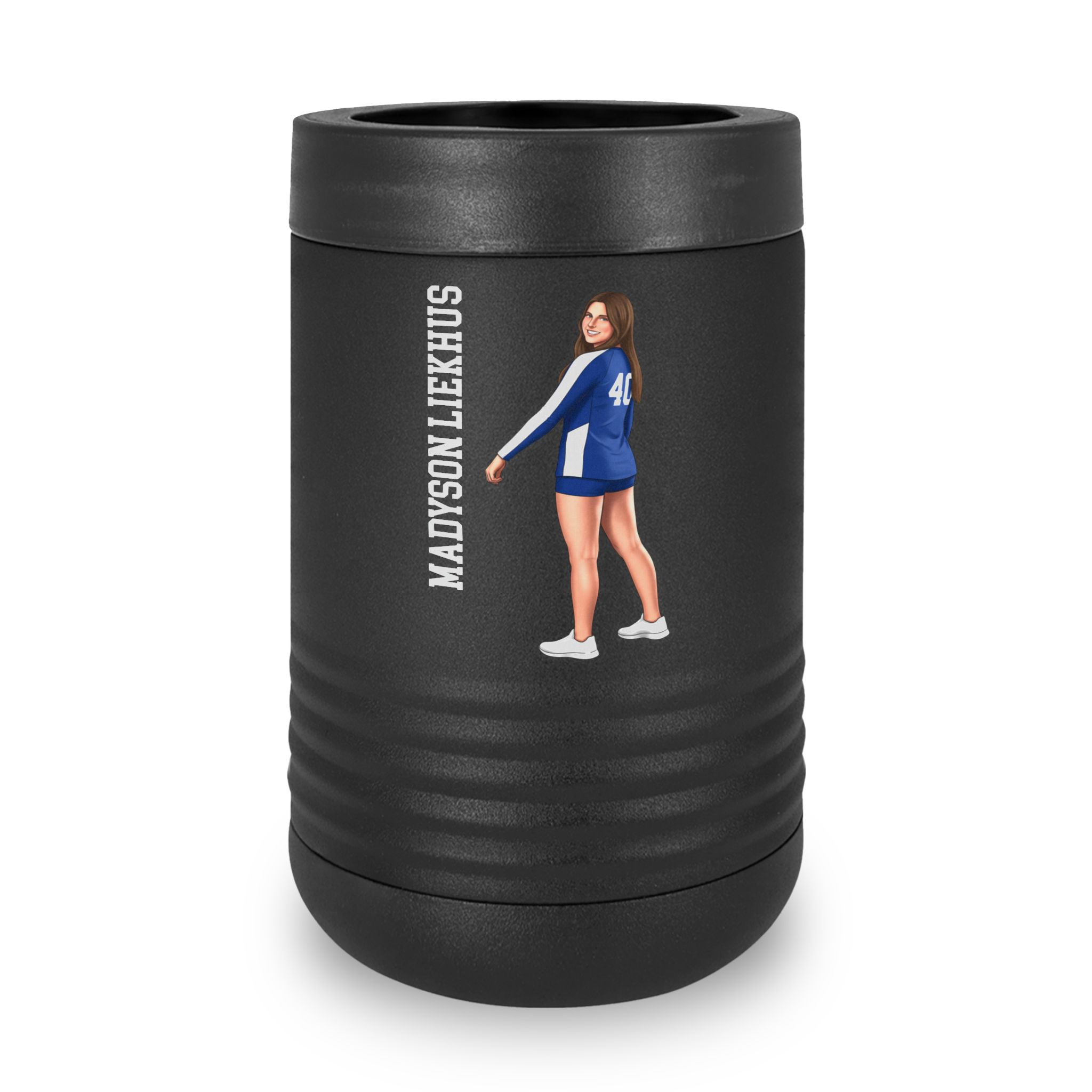 Stainless Can Cooler — character_name_vertical in Black