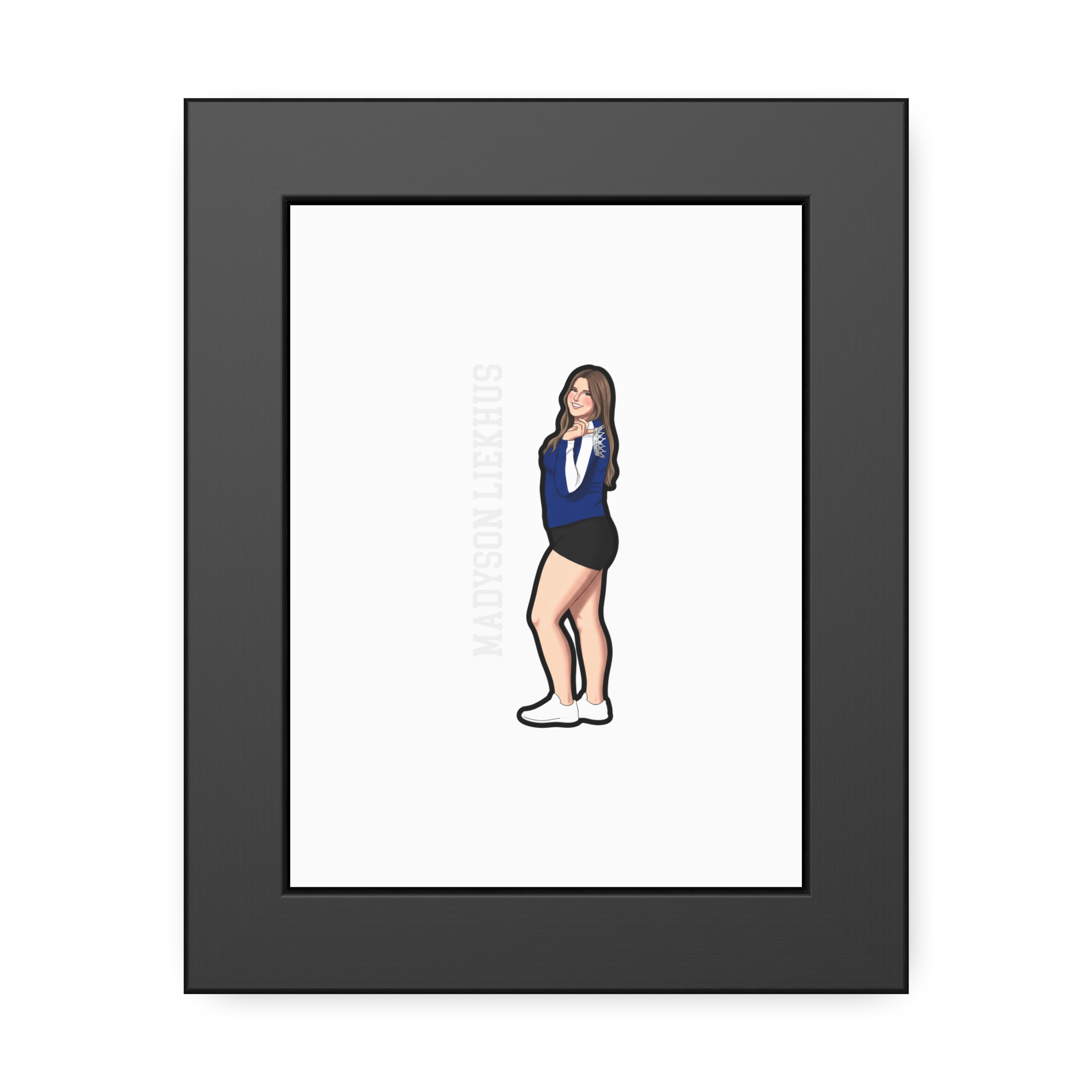 Framed Poster — character_name_vertical in Black