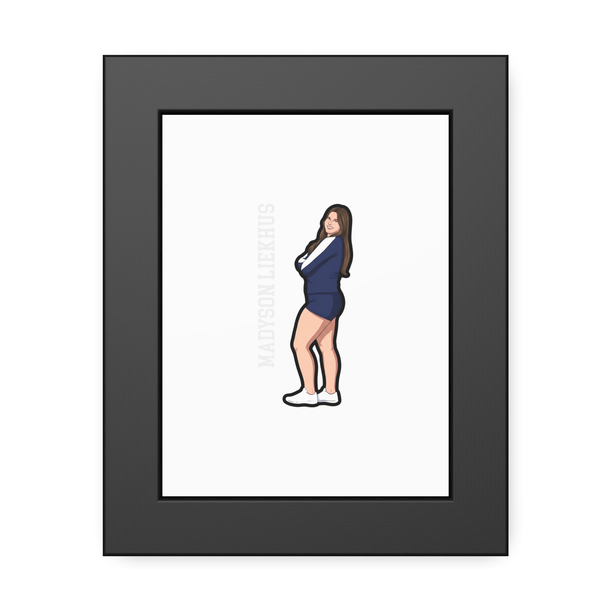 Framed Poster — character_name_vertical in Black